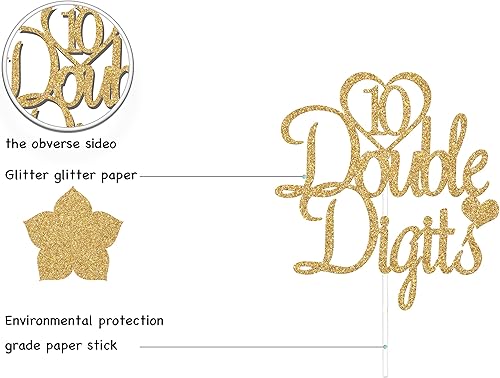 Miniatura 2 de Decoración para pastel de cumpleaños de 10 de doble dígito, decoración de cumpleaños de 10 años, decoración de cumpleaños de dos dígitos para niña