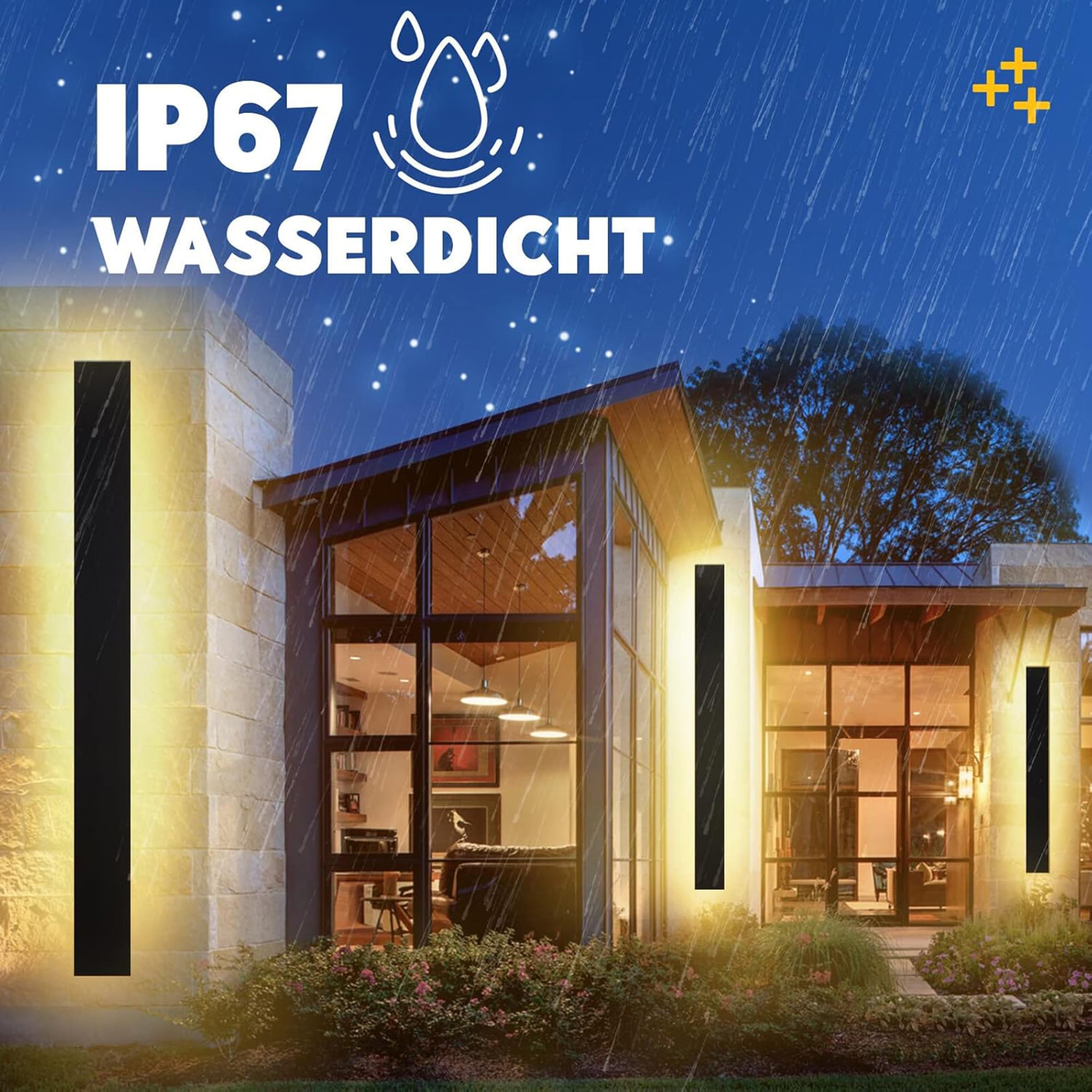 LED Wandleuchte Aussen/Innen Lang Wandlampe Anthrazit, Ip67 Wasserdicht Außenwandleuchten Aluminiumlegierung Schwarz Außenleuchte Terrasse Wandleuchte Für Gärten, Villa , Warmes Licht,115*5cm,28w