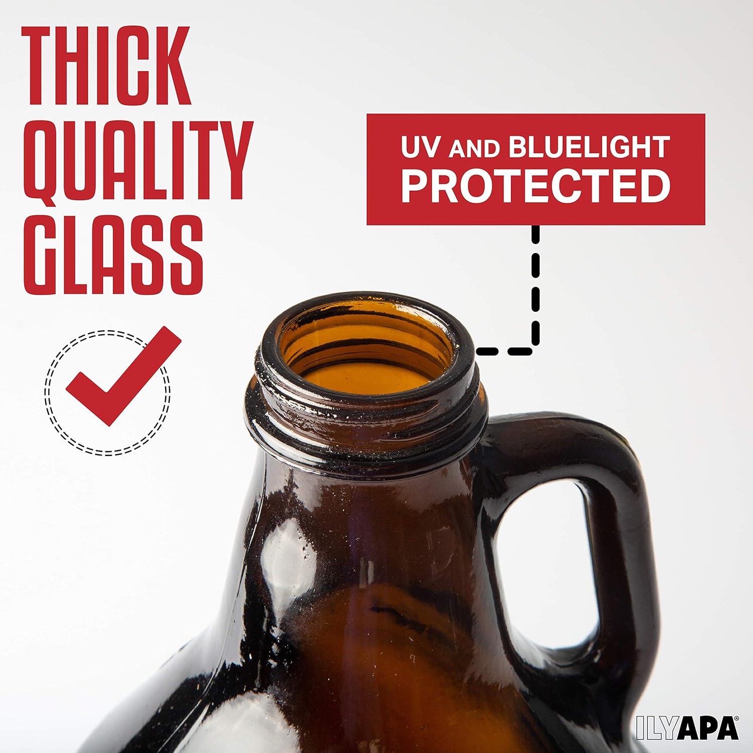 Ilyapa Amber Glass Growlers for Beer, 2 Pack - 64 oz Half Gallon Jug Set with Lids - Great for Home Brewing, Kombucha, Cider & More : Home & Kitchen