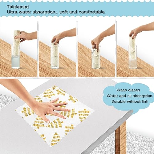 Miniatura 4 de KLL Christmas Tree Drawing Handdrawn Forest Kitchen Towels and Dishcloths Sets Microfiber Washcloth Cotton Tea Towels Kitchen Kitchen Hand Towels