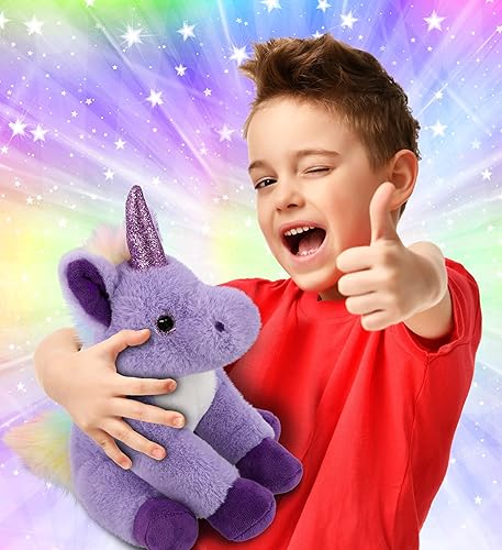 Miniatura 2 de DolliBu Peluche de unicornio morado – Unicornio suave para abrazar, adorable juguete de peluche de unicornio para jugar, lindo regalo de fantasía