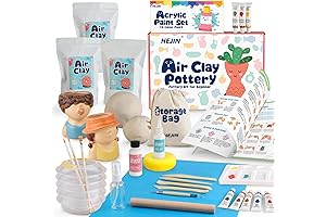 HEJIN Clay Lanterns Making Kit with Paints, Varnish, Sponges