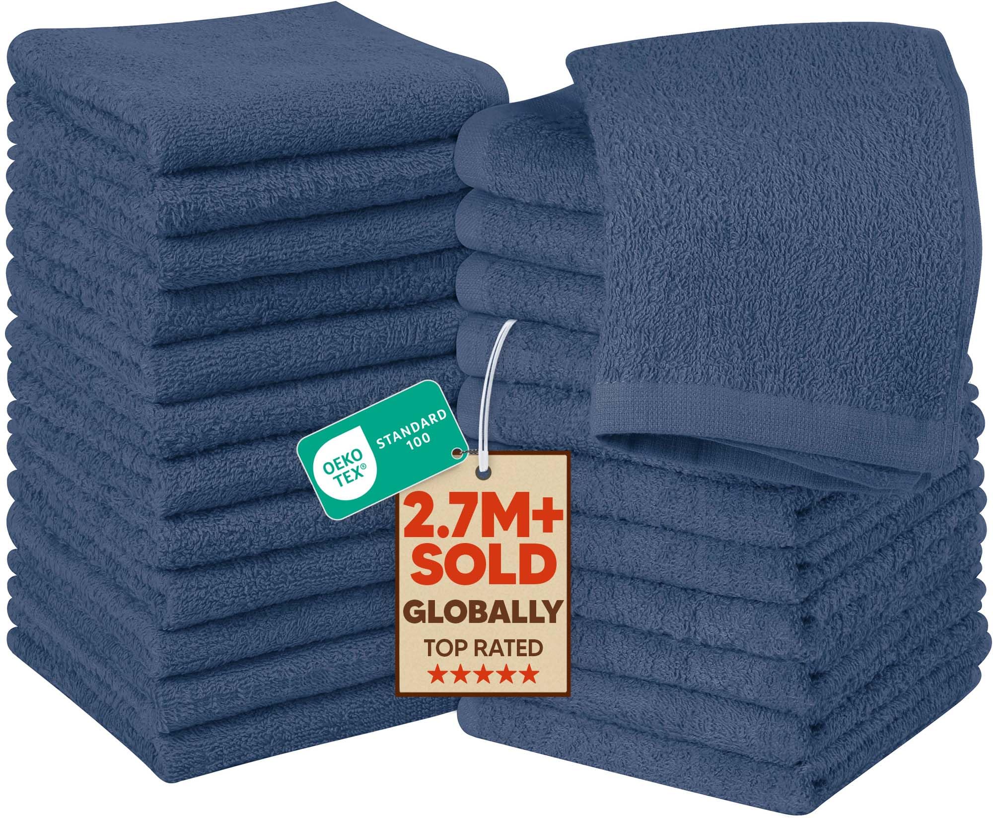 Utopia Towels 24 Pack Washcloths, 12x12 in, 100% Cotton, Navy