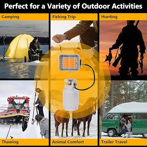 Miniatura 6 de Hotdevil HD-6501 Calentador de tanque de propano, calentador de campamento de 13000 BTU con válvula de cierre e interruptor de vuelco, calentador de