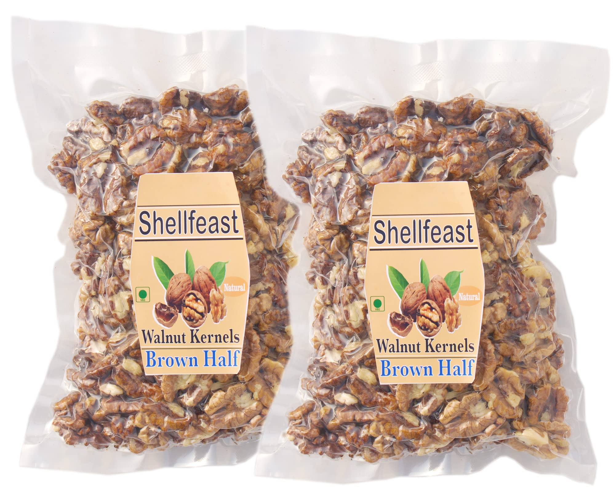 Shellfeast Walnuts Kernels Brown Half Halves Vacuum Packed1 Kg (500gx2) | Akhrot Giri | Fresh New Crop Walnuts Without Shell