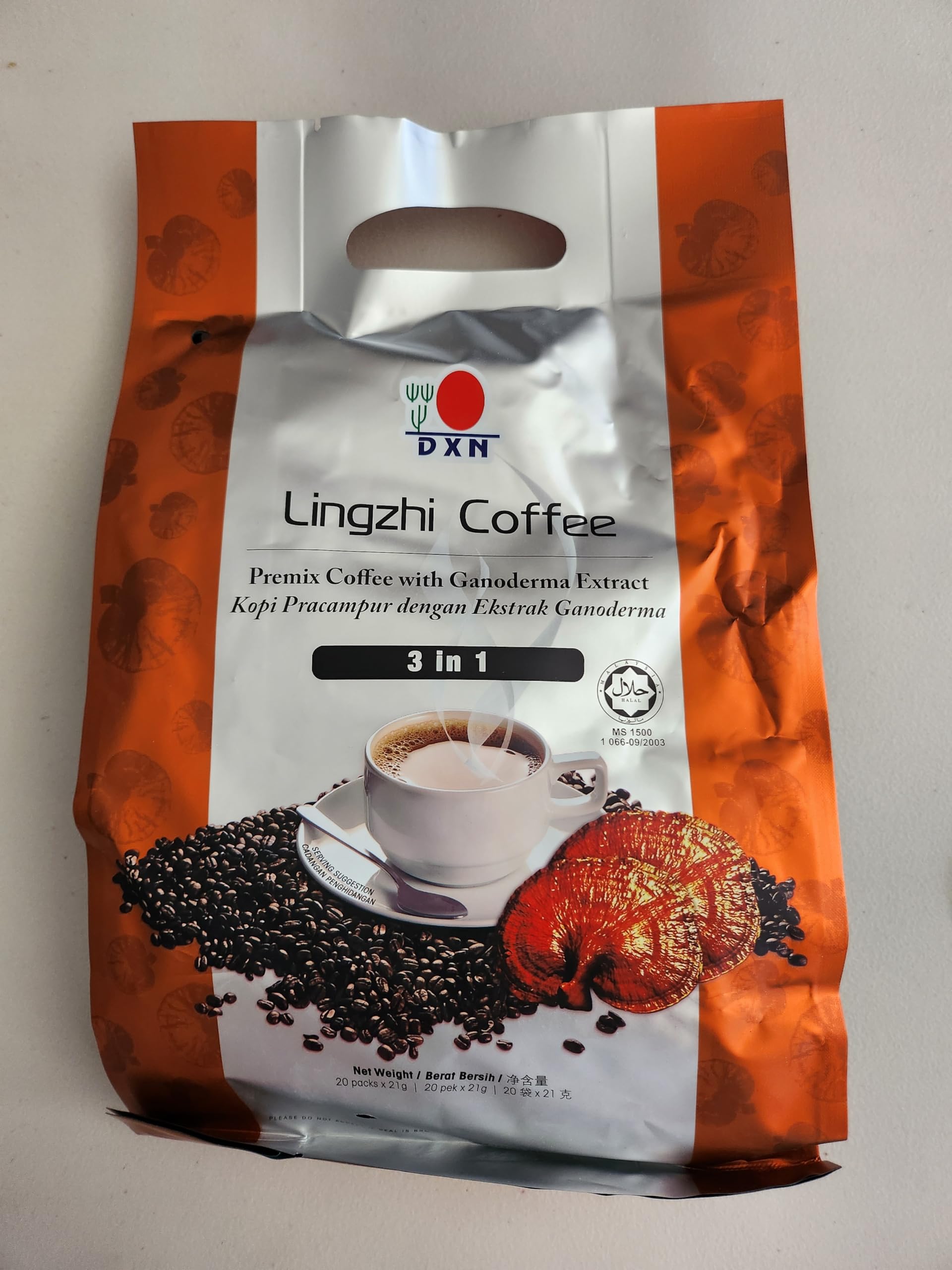 DXN Lingzhi 3 In 1 Ganoderma & Brazilian Coffee Powder - 25 X 20 Gms, Bag