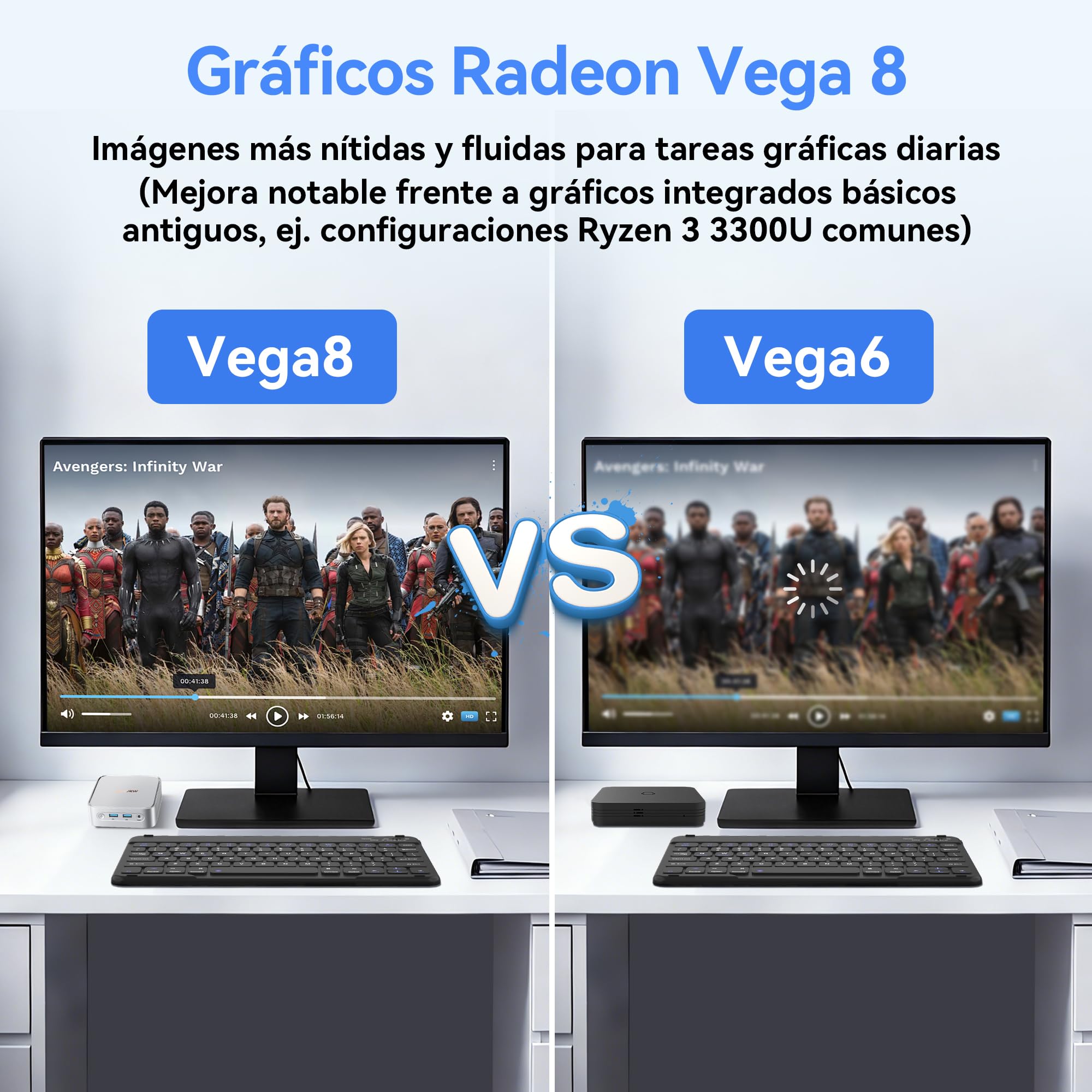 Blackview 2026 MP50 Mini PC con Teclado y ratón incluidos, AMD Ryzen, Gráficos Radeon Vega 8, 16GB RAM 512GB SSD, Win 11 Pro Mini Ordenador de Sobremesa, Dual WiFi,4K@60Hz, para Trabajar y Jugar - 4