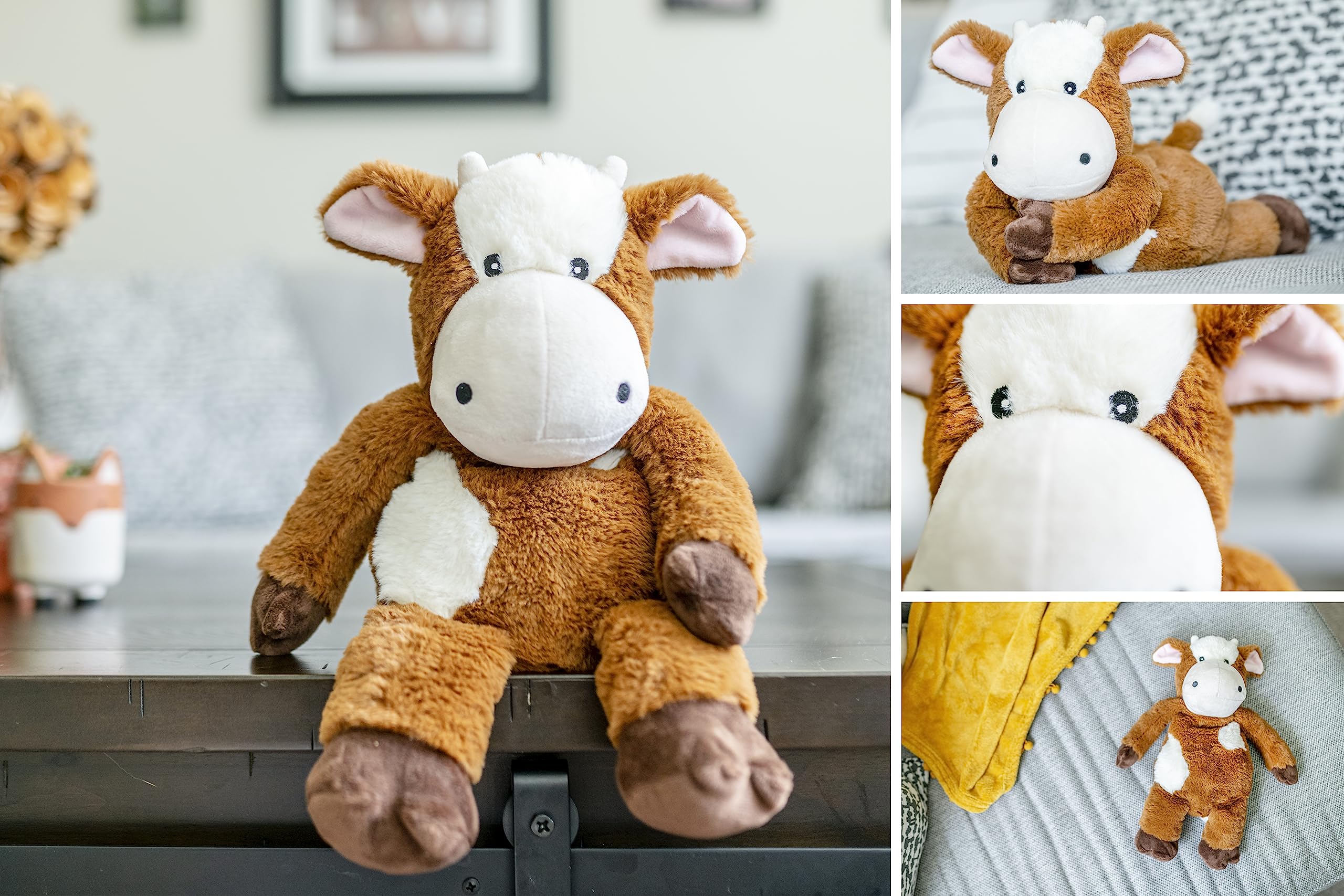 Pacific Comforts Weighted Brown Cow Stuffed Animal, Comfort, and