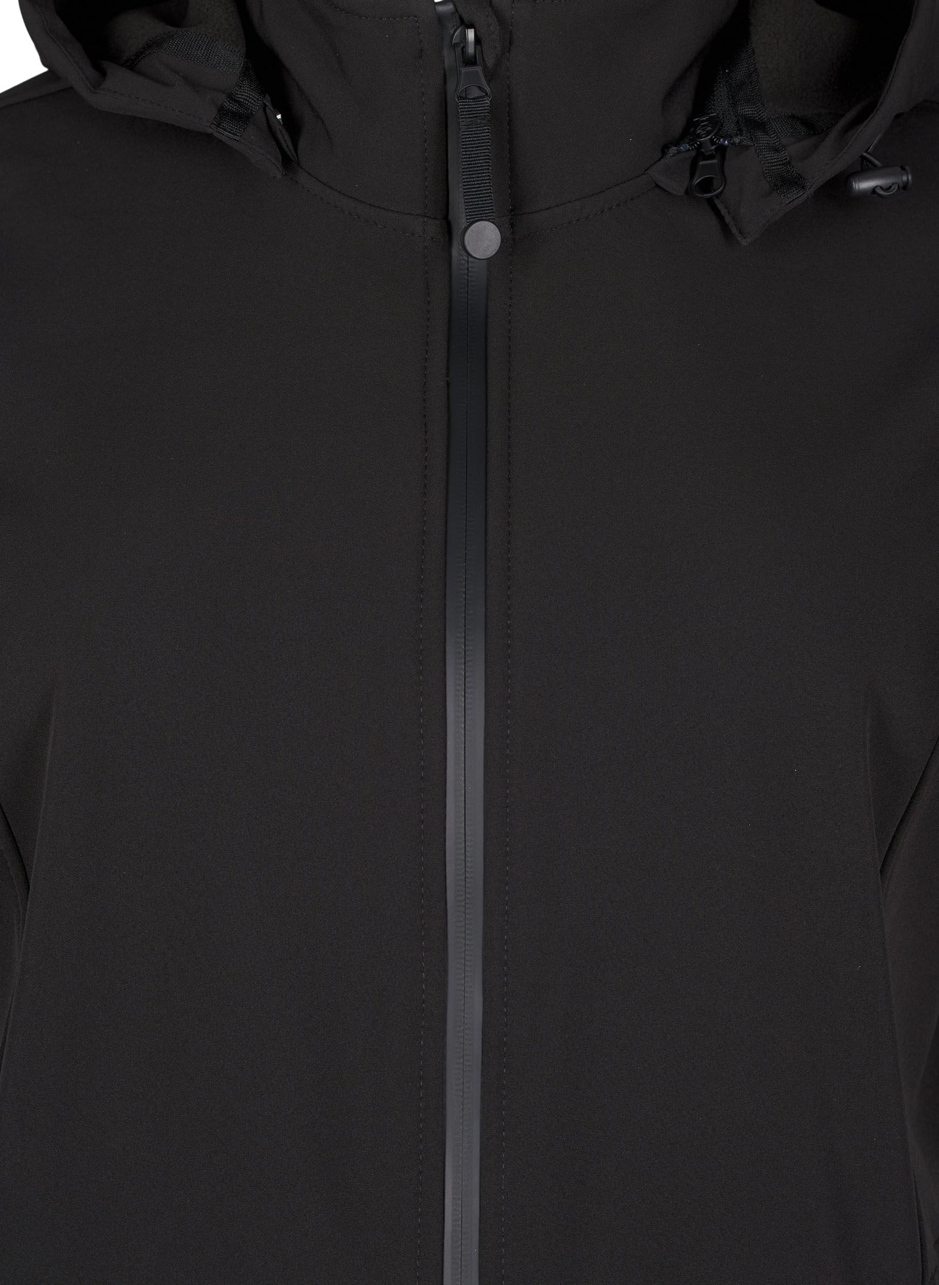 Zizzi Softshelljacke für Damen Große Größen - Übergangsjacke Lang - Atmungsaktiv, Winddicht & Wasserabweisend - mit Kapuze - Jacke aus Softshell-Material mit Fleece Gefüttert
