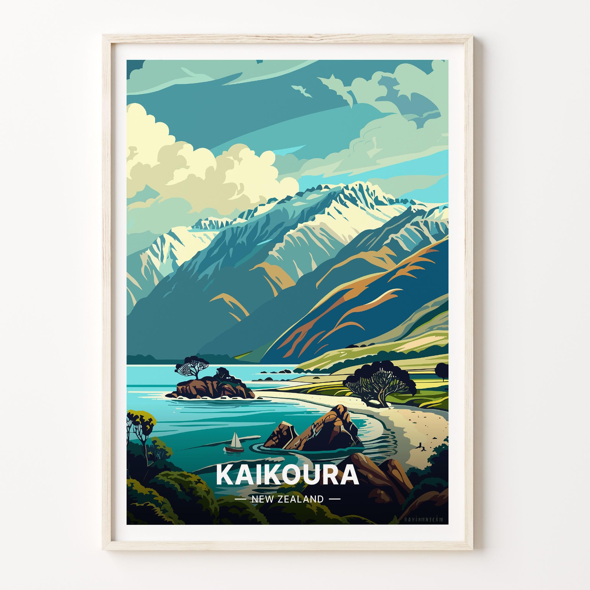 Amazon.com: Kaikoura New Zealand Travel Poster, Scenic Landscape