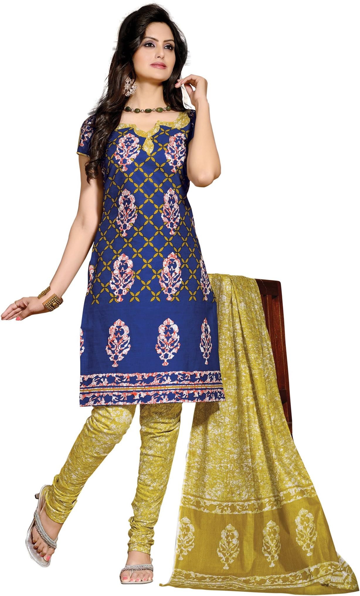 Indian Designer Wear Pure Cotton Blue Printed Salwar Kameez