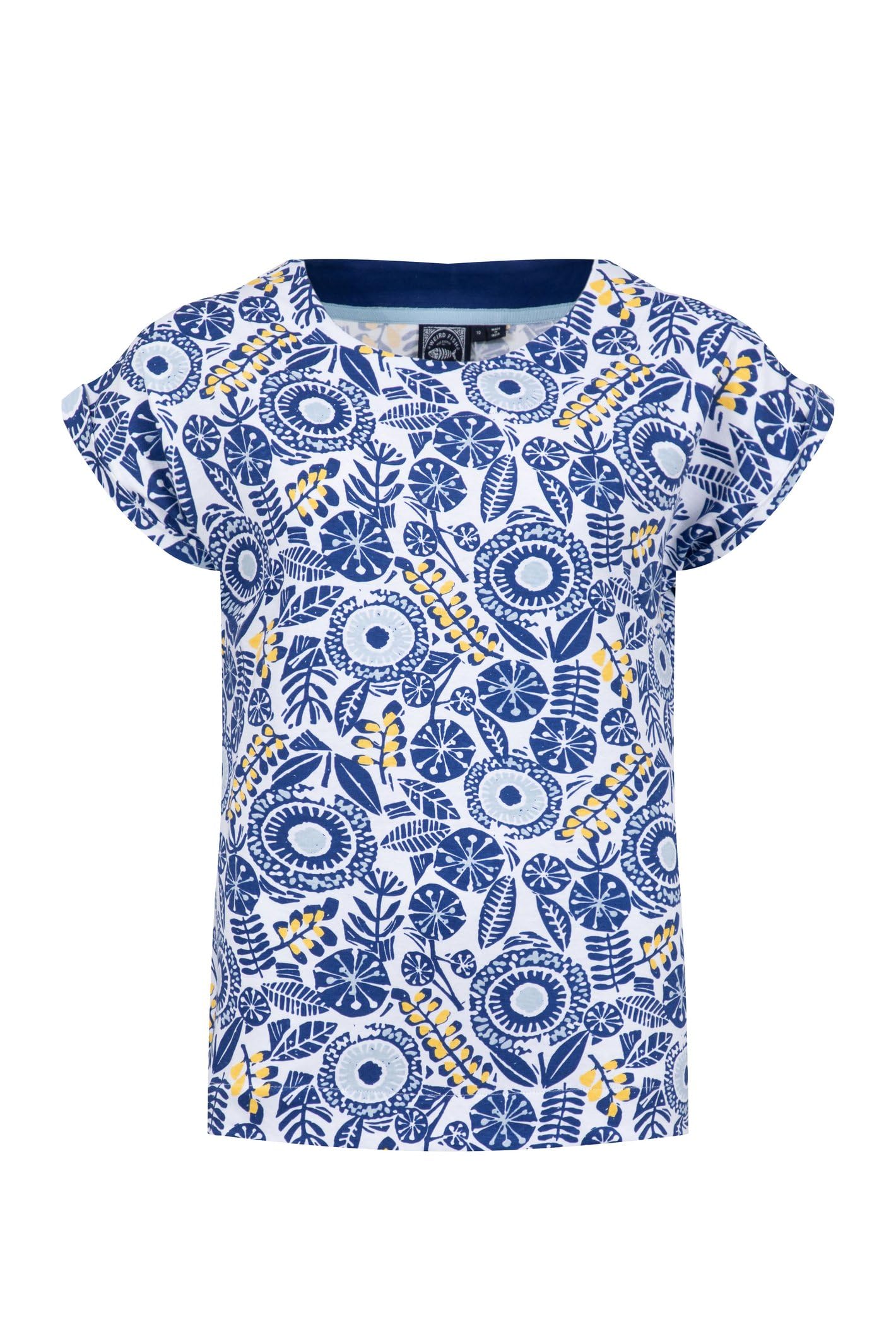 Weird Fish Women's Multicolor Paw Paw Printed Jersey T-Shirt | Size: 8