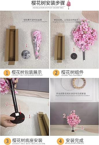 Miniatura 3 de Árbol artificial de cerezo artificial para interiores y exteriores, árbol de deseos, jardín, oficina, fiesta, boda, hotel (24 pulgadas de alto, rosa