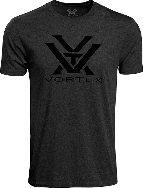 Vortex Optics Logo Short Sleeve T-Shirts (US, Alpha, X-Large, Regular, Regular, Charcoal Heather)