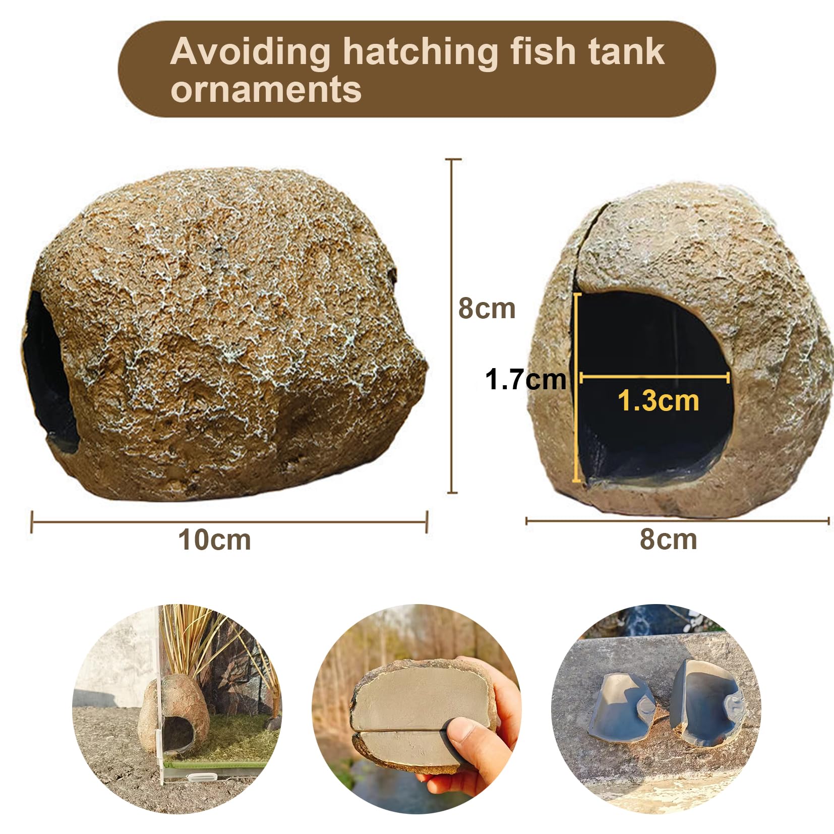 LAIMEIZI Magnetic Detachable Aquarium Decorations - Fish Tank Cave Hideout for Betta Shrimp, Cichlid, Brown, 1 - Image 3