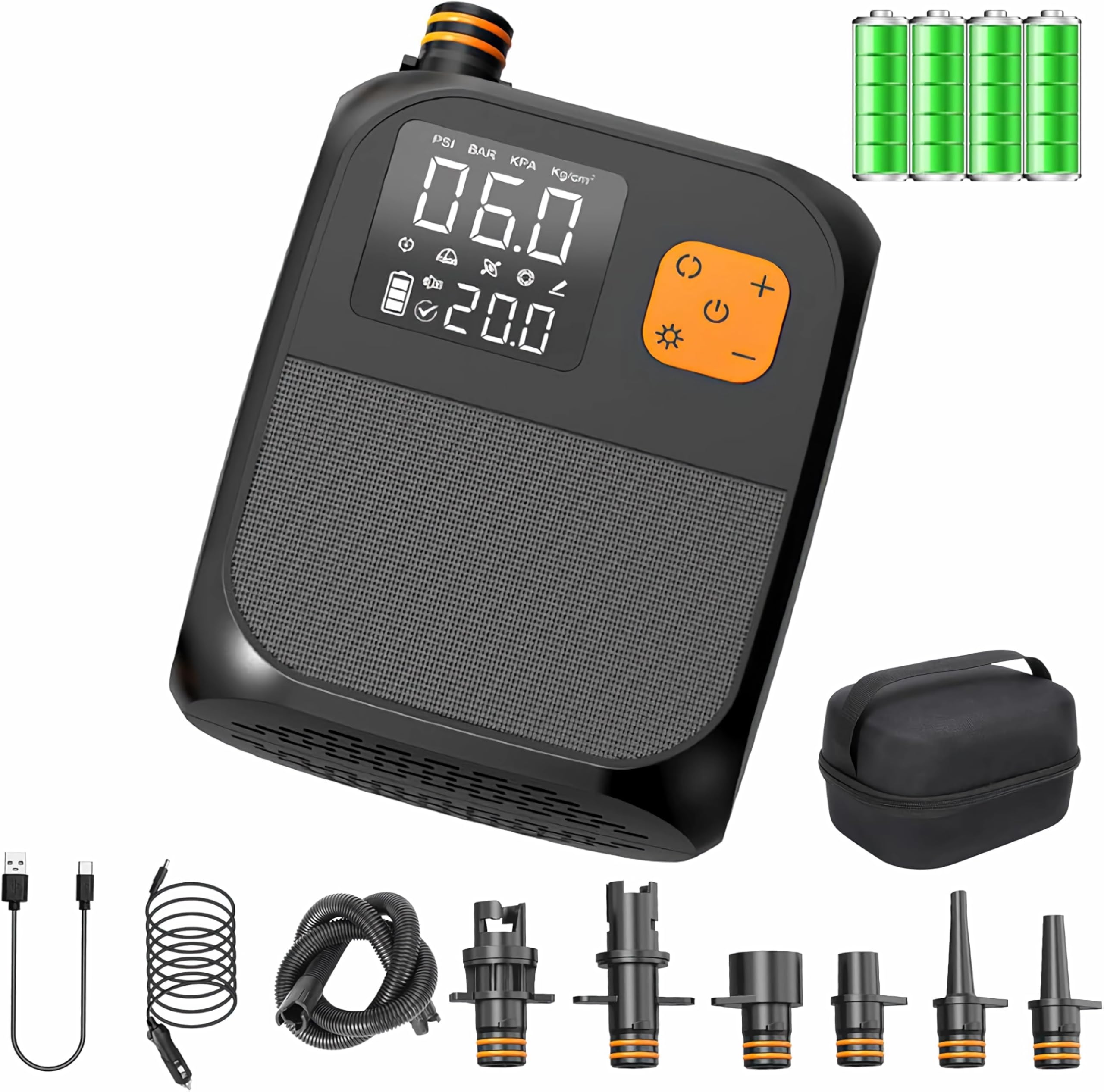 OBEST Pompa Elettrica SUP 25PSI,8000mAh Pompa SUP Ricaricabile Gonfiaggio Intelligente Arresto Automatico,Elettrico Aria Pompa Portatile per Tavole da Paddle