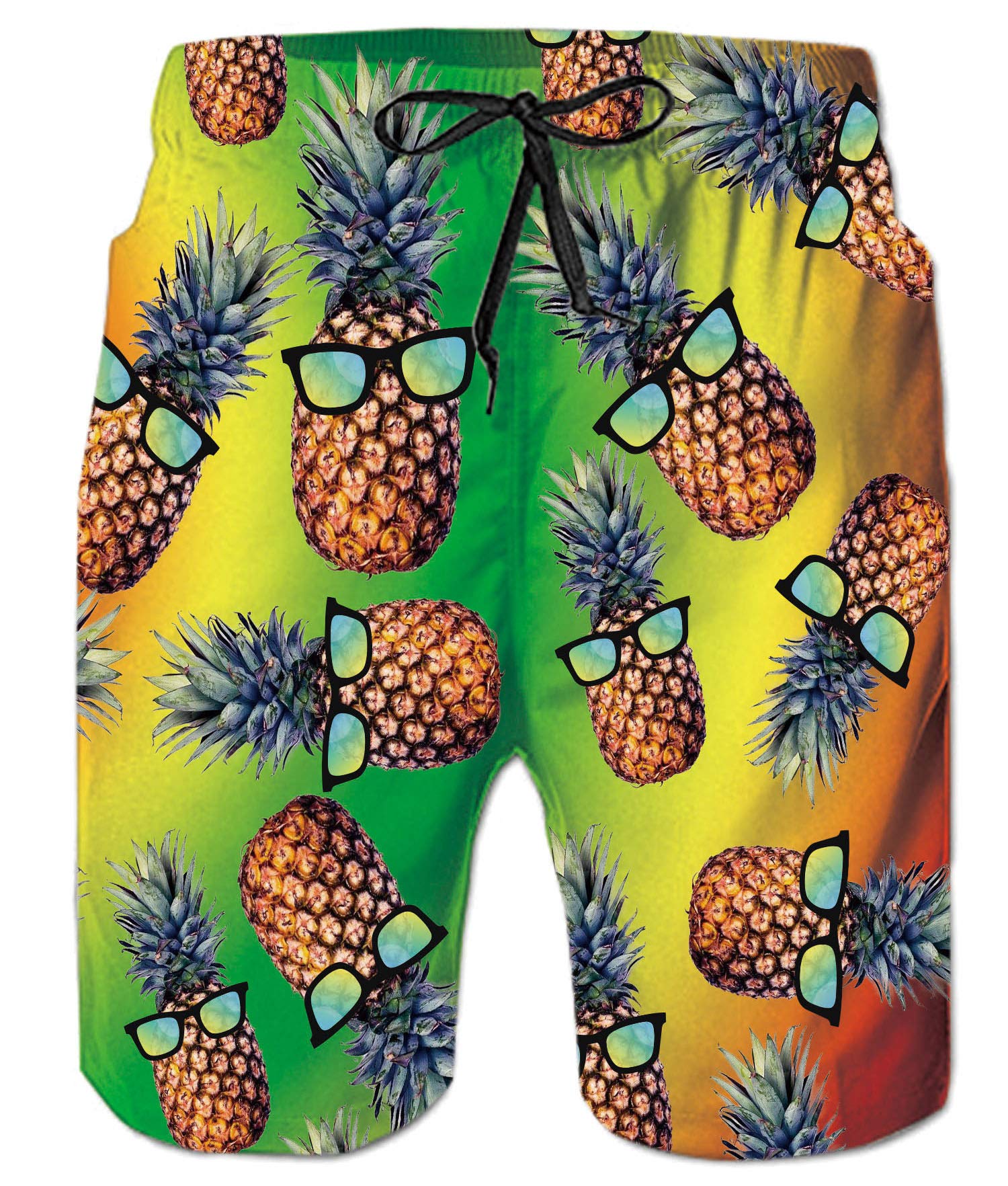 Men's Swim Trunks Quick Dry 3D Printed Beach Board Shorts with Pockets Cool Mesh Lining Bathing Suits - Yellow - Small