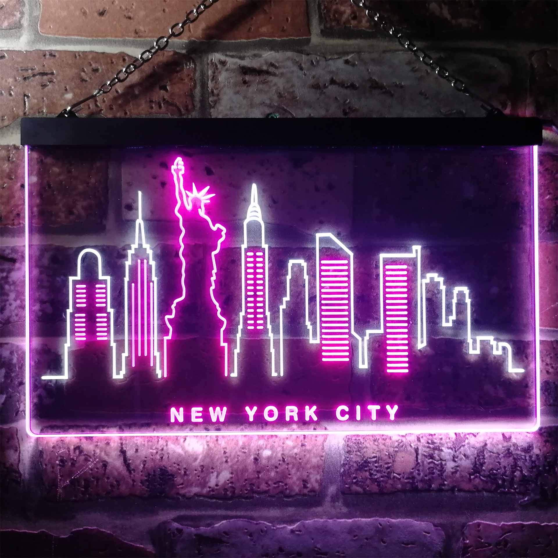 Amazon | New York City Skyline Silhouette Dual Color LED看板