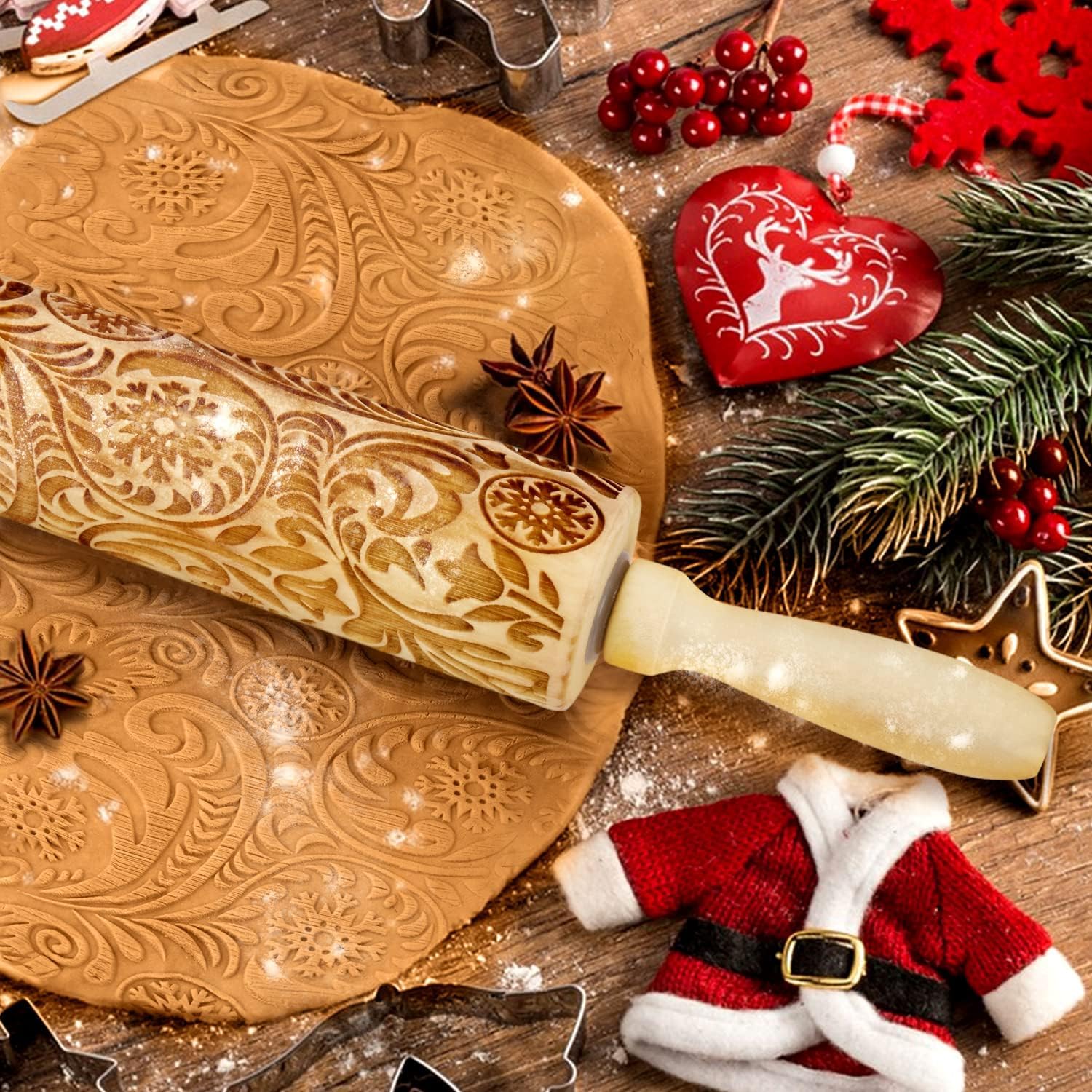 Teigroller Nudelholz Weihnachten Weihnachtsmotive T Produktbild-Vorschau 8