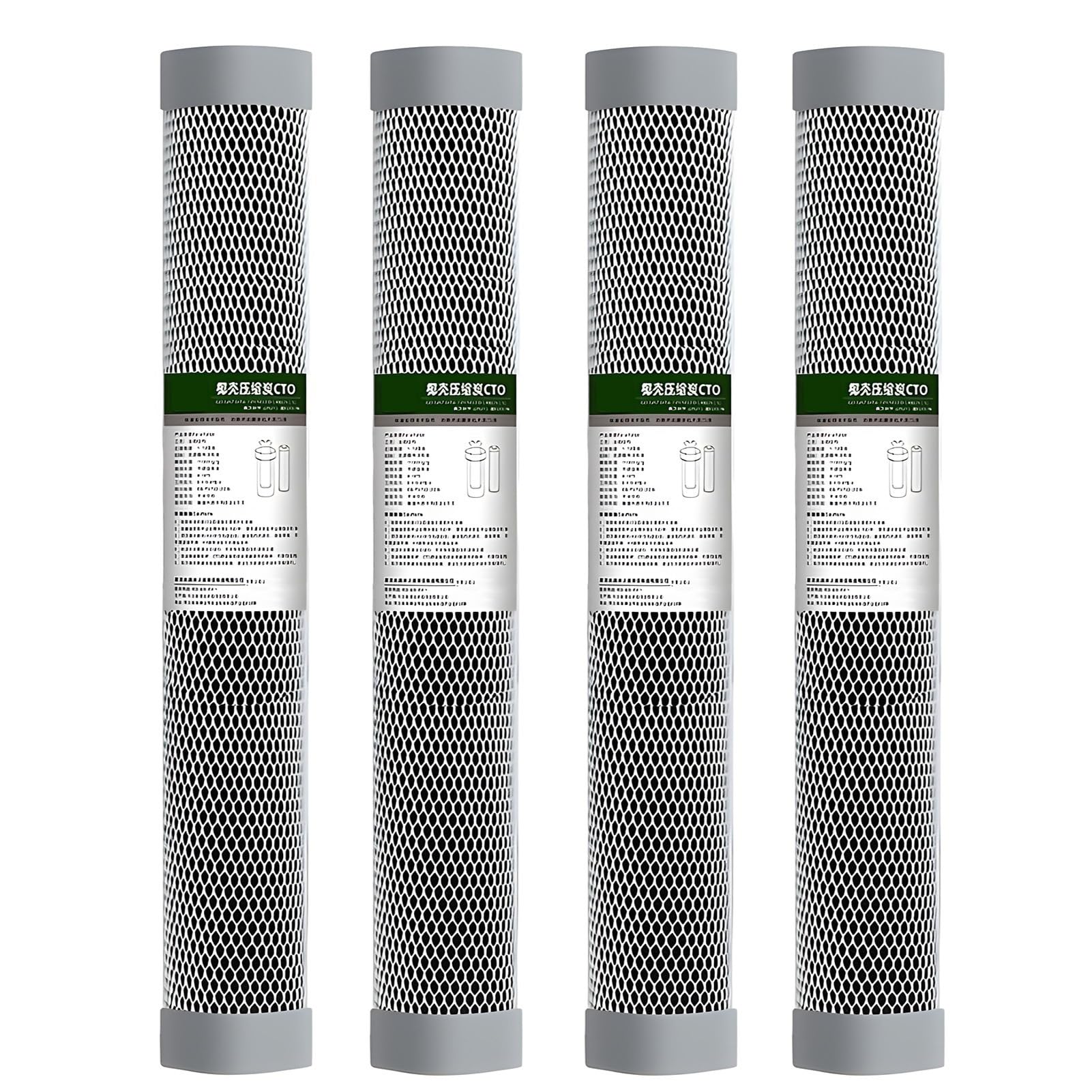 4 szt. filtrów do wody CTO Carbon Block, 2,8" x 20" Zastępuje skompresowany węgiel aktywny, do systemów odwróconej osmozy pod zlewem
