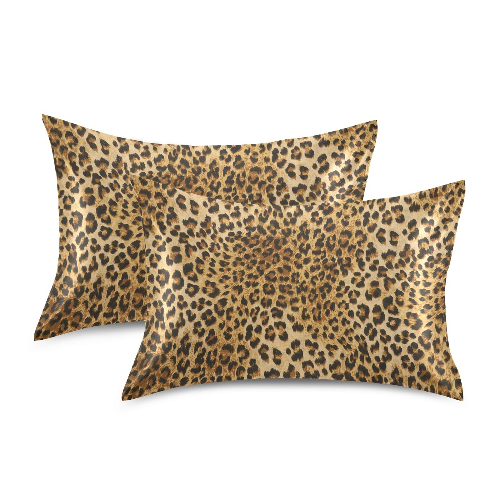AUUXVA Satin Pillowcases - King Size 20x40 Inches, Cat Pattern, Envelope Closure, Hair & Skin Friendly