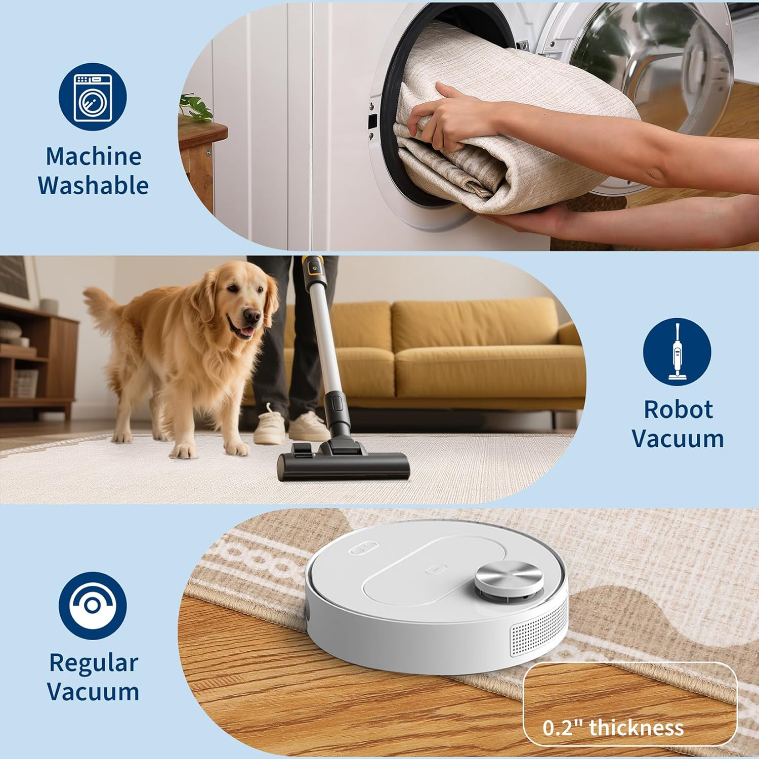 GarveeHome Scalloped 2x6 Runner Rug for Hallway Washable Kitchen Rugs Non Slip Solid Beige Modern Soft Low-Pile Indoor Carpet for Entryway Laundry Room Floor Mats - Image 5