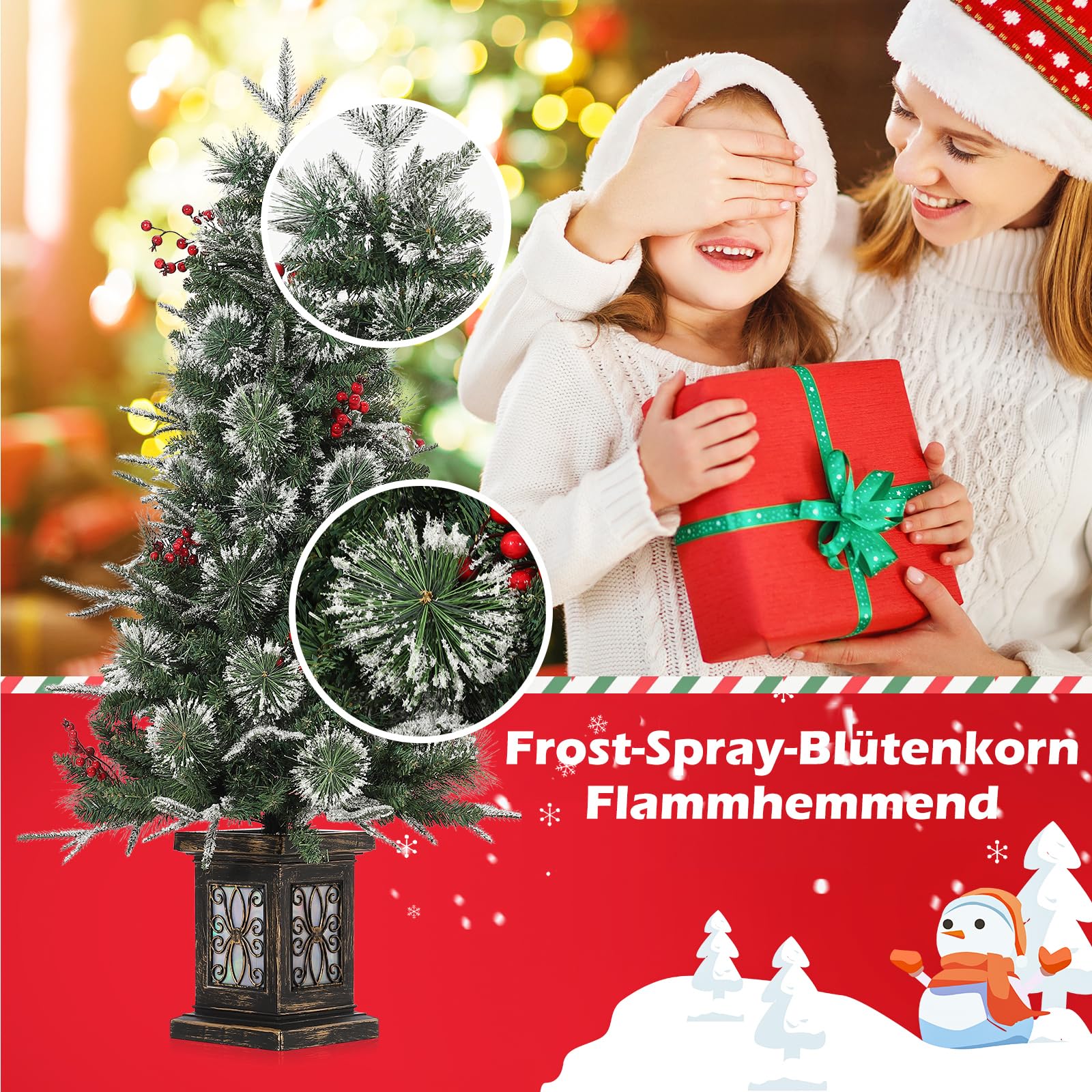 Garvee Árbol de Navidad de 120 cm con 150 luces LED, 9 modos de luz con base, árbol de Navidad artificial, luz blanca cálida y luz RGB, sistema de plegado rápido adornado para Navidad