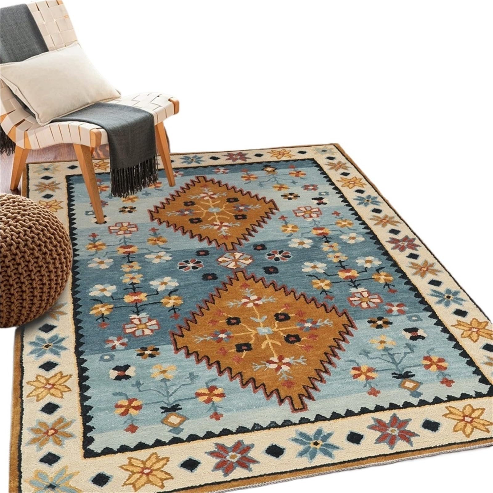 Tapis de salon vintage pour créer une ambiance guesthouse au coin du lit
