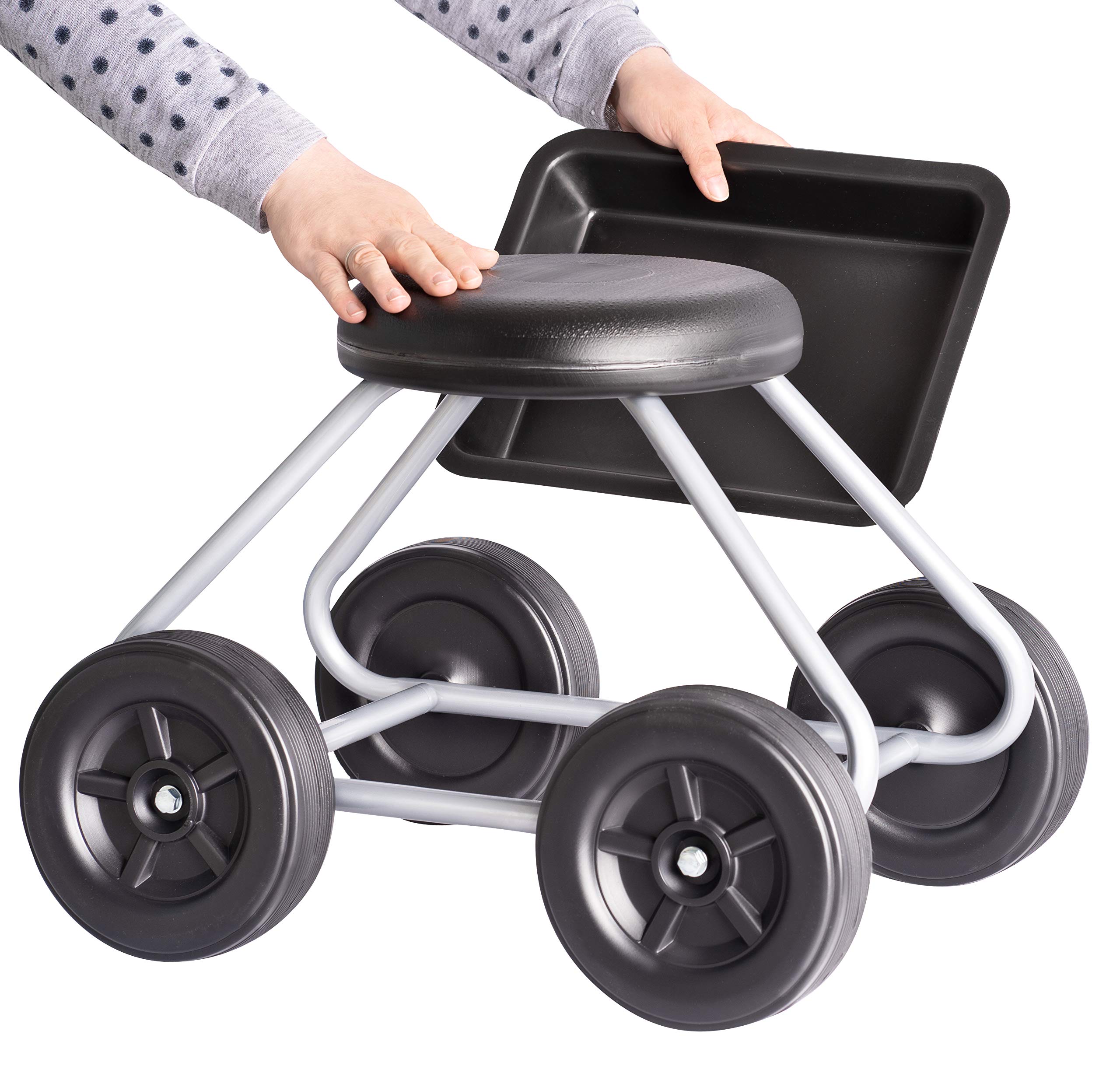 UPP Rollsitz Easy Work bis 130 kg belastbar | Gartenwagen mit 40 cm hohem Luftkammer-Sitz | Knie- & rückenschonende Gartenarbeit | Gartenrollwagen für Garten, Haushalt & Werkstatt | 52 x 40 x 41 cm
