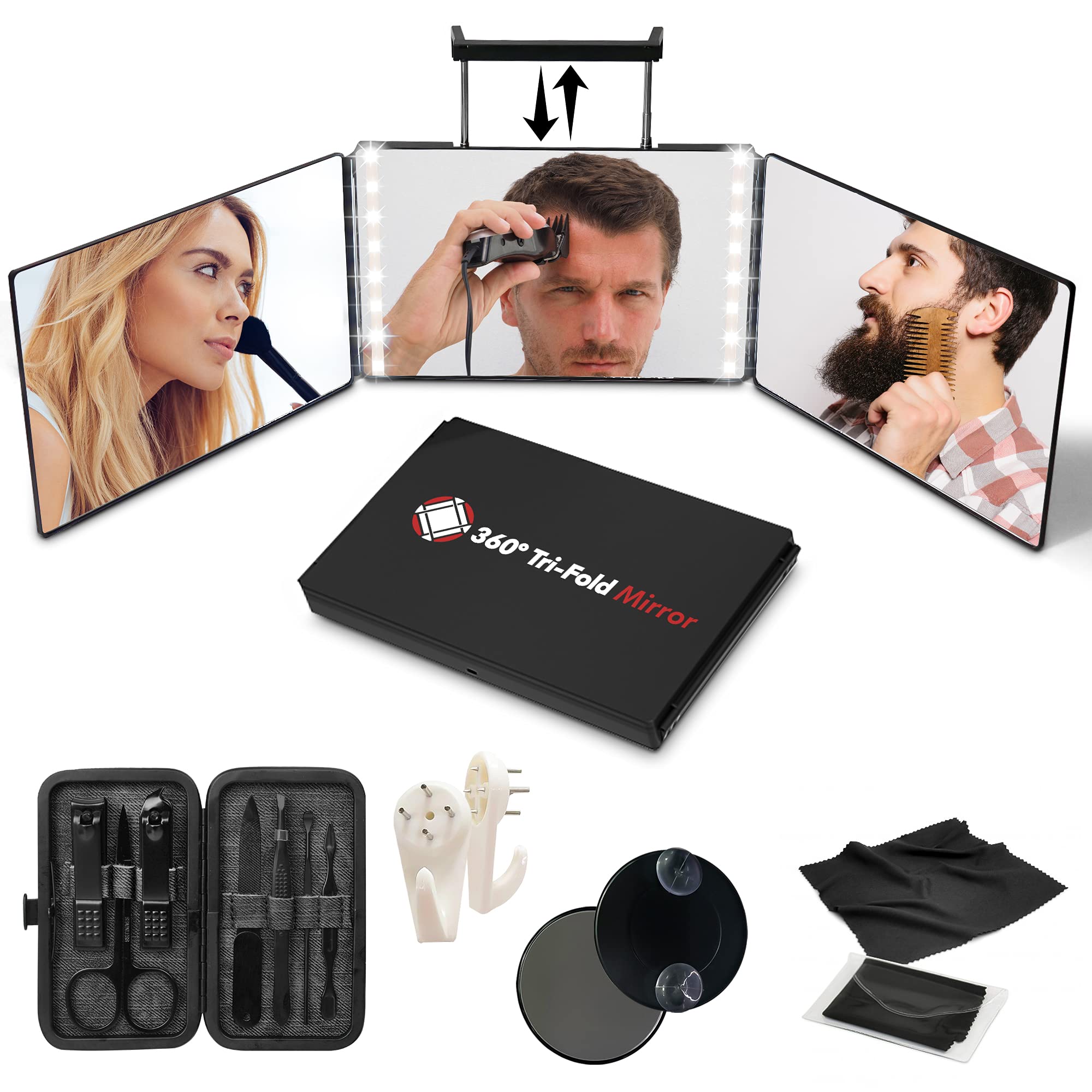 Buy Rosie 3 Way Mirror with LED Lights and 7pc Groom Kit for Men