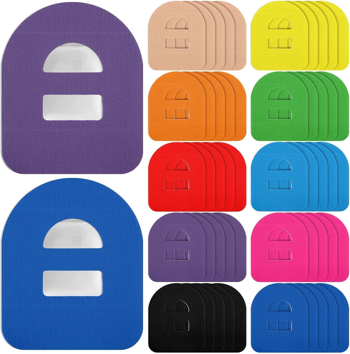 50 Pieces Adhesive Patches Compatible with Omnipod Shower Waterproof Pre-Cut Adhesive Patches with Strap Pre-Cut Sweatproof Tape Continuous Glucose Monitor Protection (Colorful)