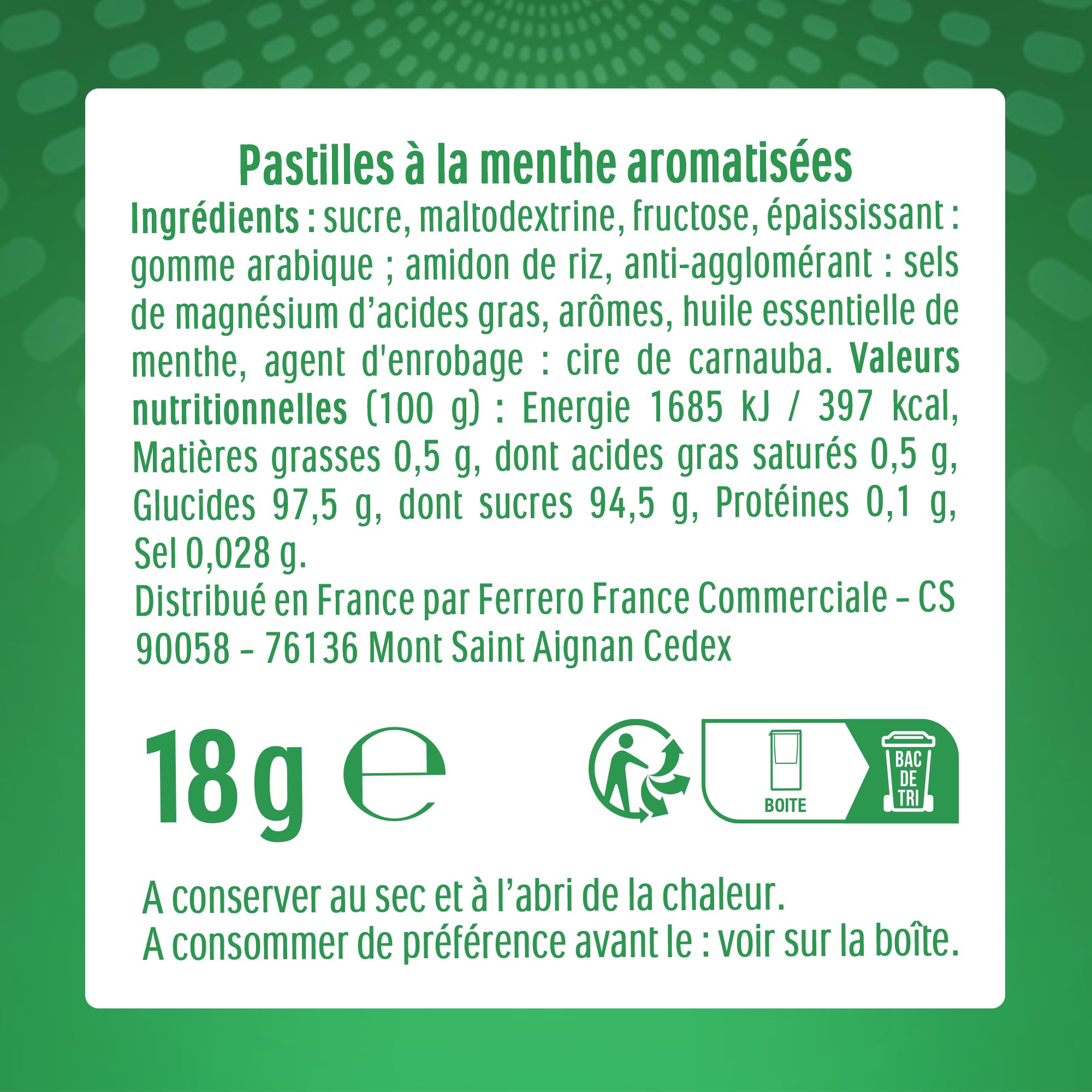 TicTac Goût Menthe - Bonbons frais sucrés à la Menthe - Format de Poche - 24 boites x 18g
