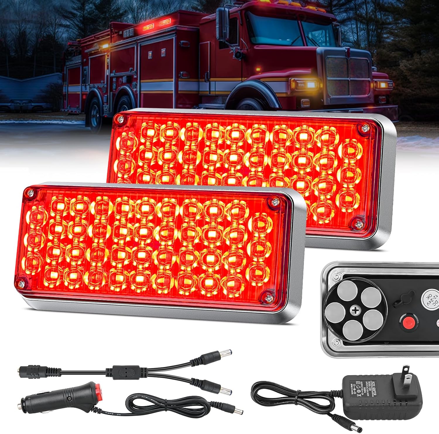 Nilight 2PCS 42LED Red Wireless Magnetic Strobe Lights Portable Warning Hazard Light Surface Mount Waterproof 5 Patterns for 12V 24V Cars Trucks Van Off Road Vehicles ATV