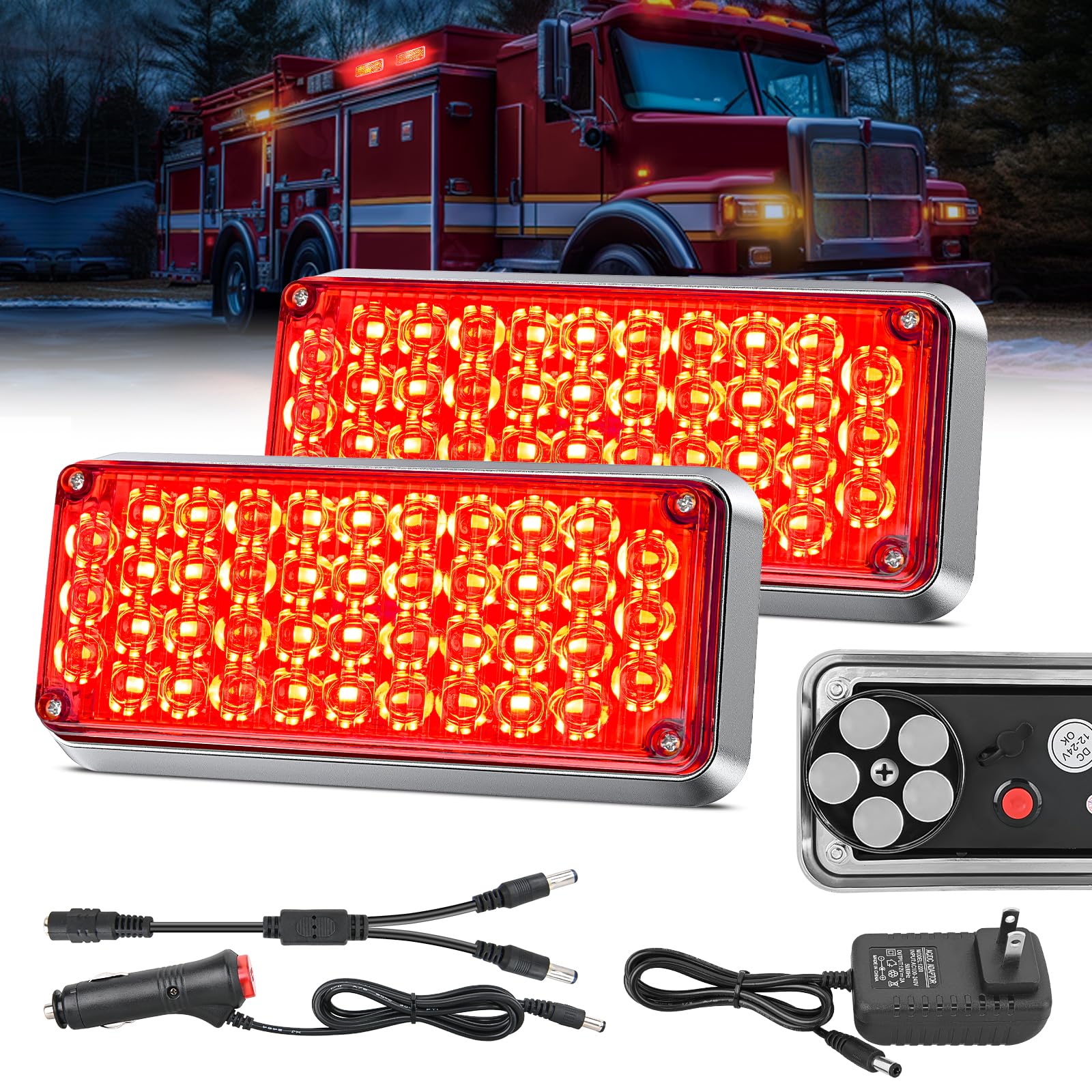 Nilight 2PCS 42LED Red Magnetic Strobe Lights Surface Mount Waterproof