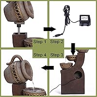 Vista 7 de LuxenHome - Fuente de agua para exteriores, jarras en cascada de poliresina de 5 niveles, fuentes y cascadas, decoración de fuente de agua