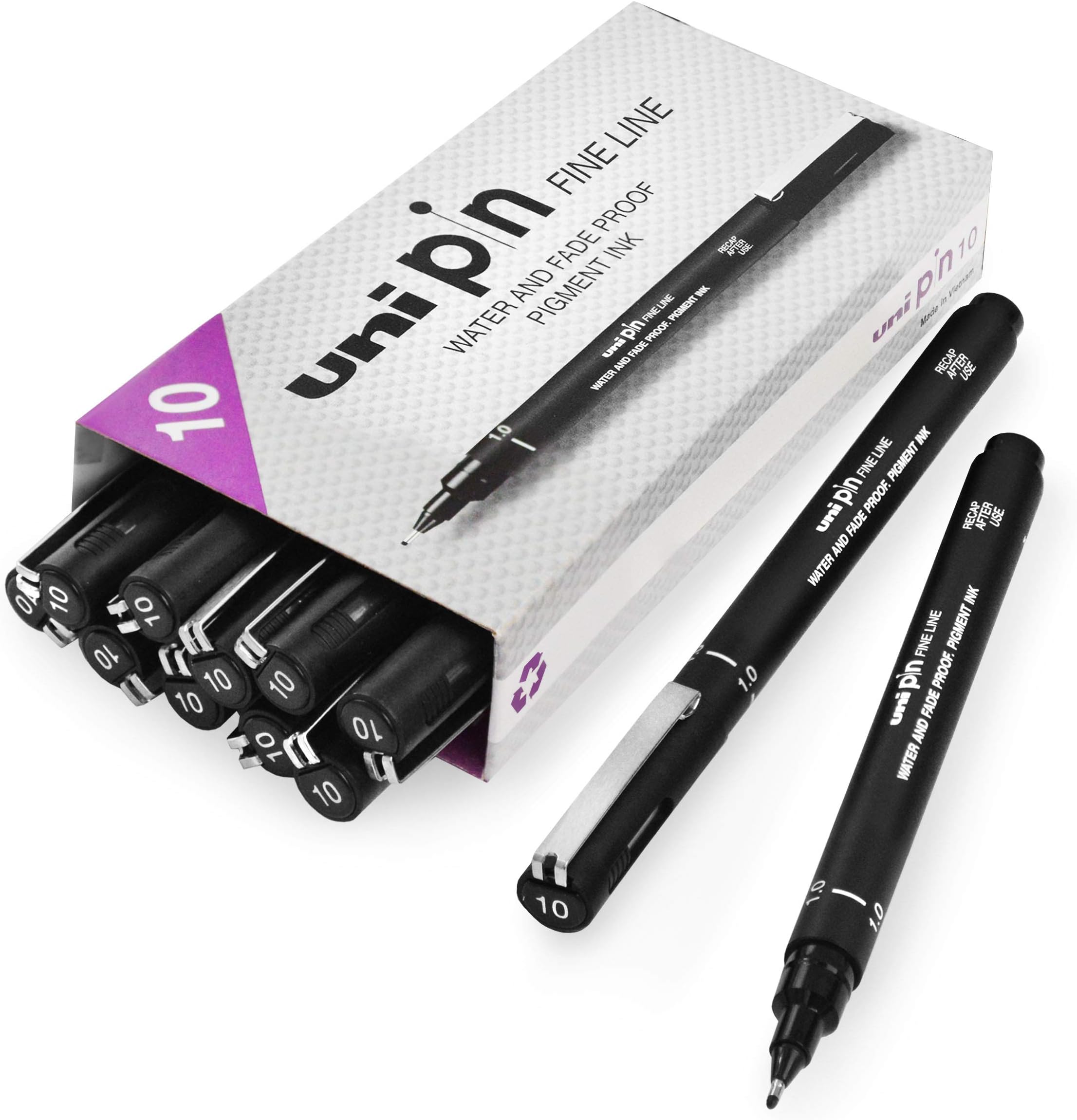 Uni Pin Fineliner Drawing Pen Black Ink 1.0mm Nib