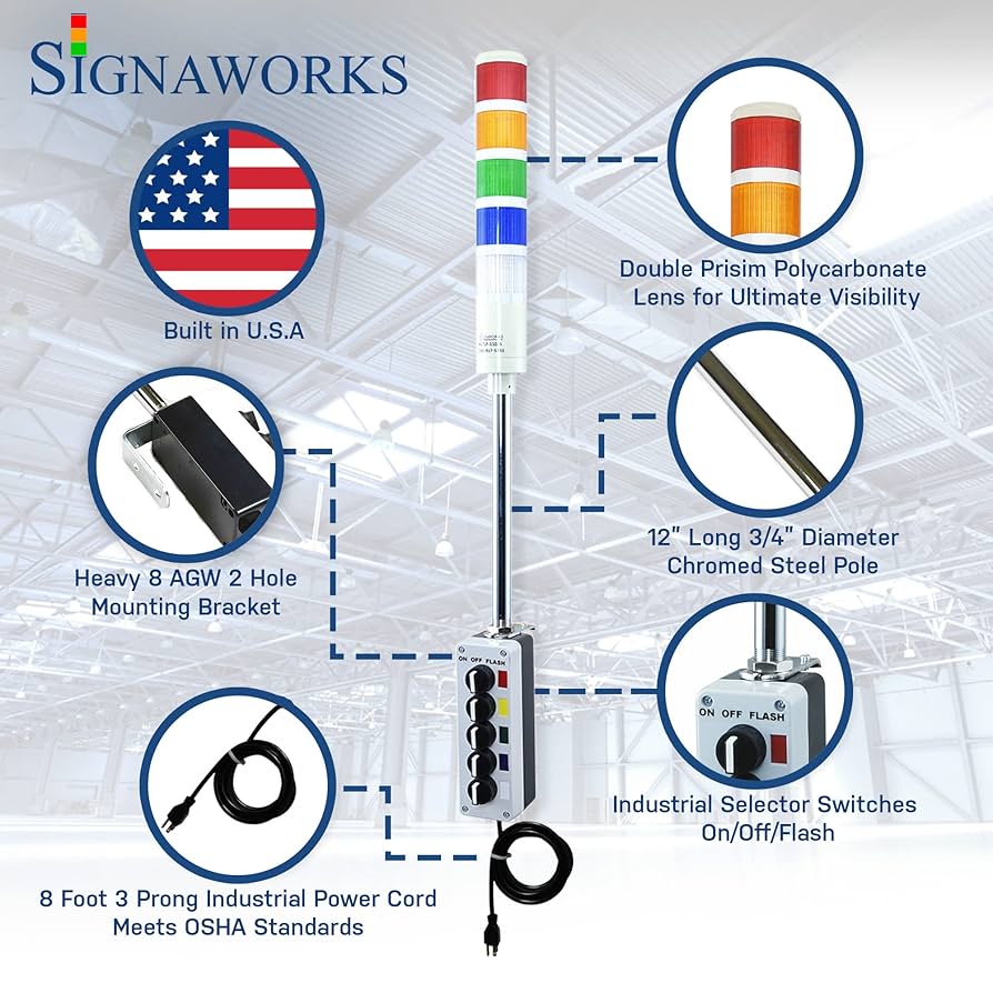 andＹ Pack Power Play Signawoks 3 Stack Supe Bight LED Andon Towe