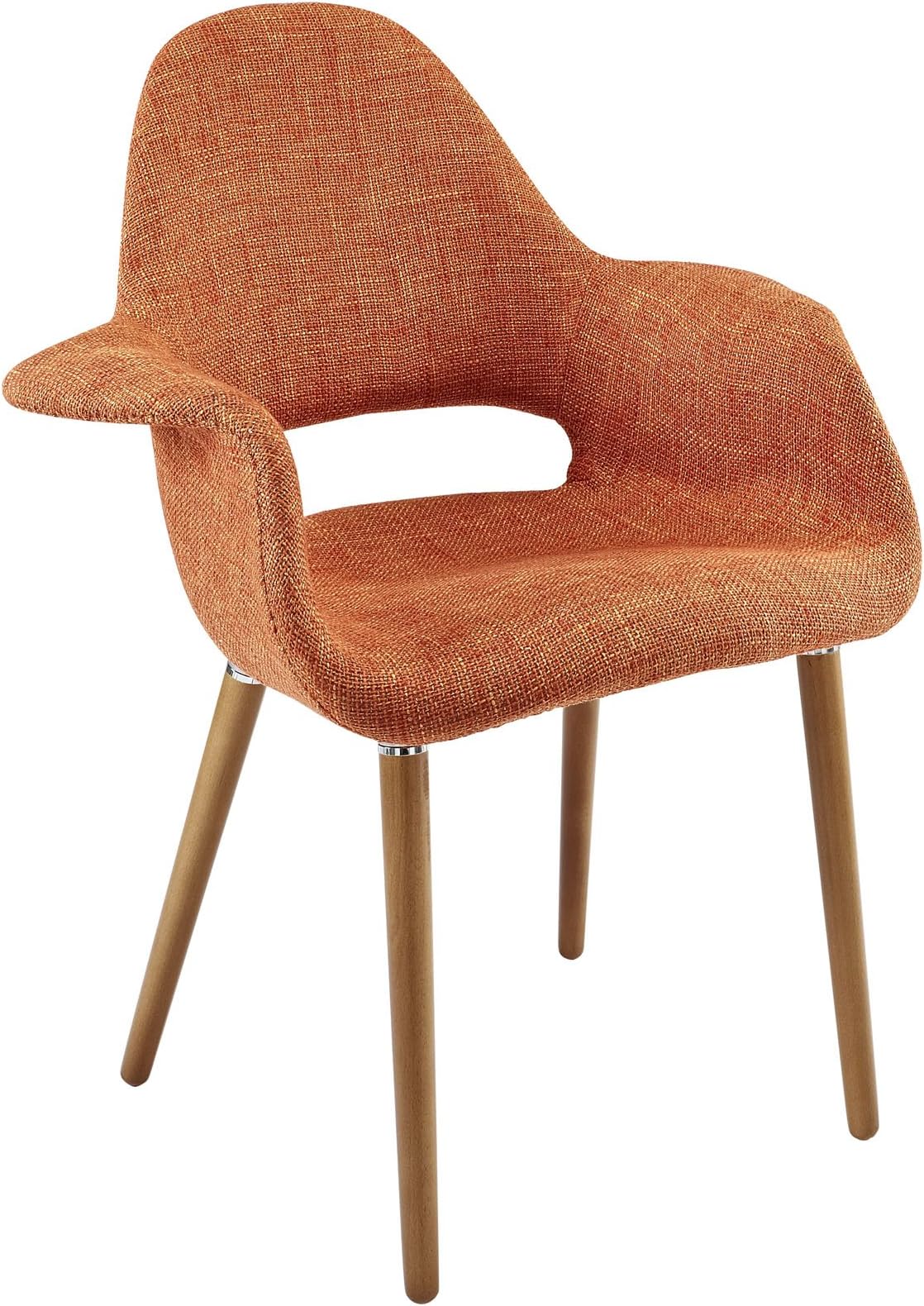 Modway Aegis Mid-Century Modern Upholstered Fabric Organic Dining Armchair With Wood Legs In Black