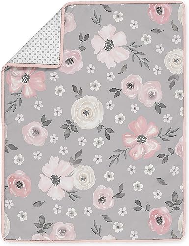 Miniatura 3 de Sweet Jojo Designs Juego de ropa de cama para cuna de bebé color gris bohemio floral para habitación de bebé para habitación de bebé falda de sábana