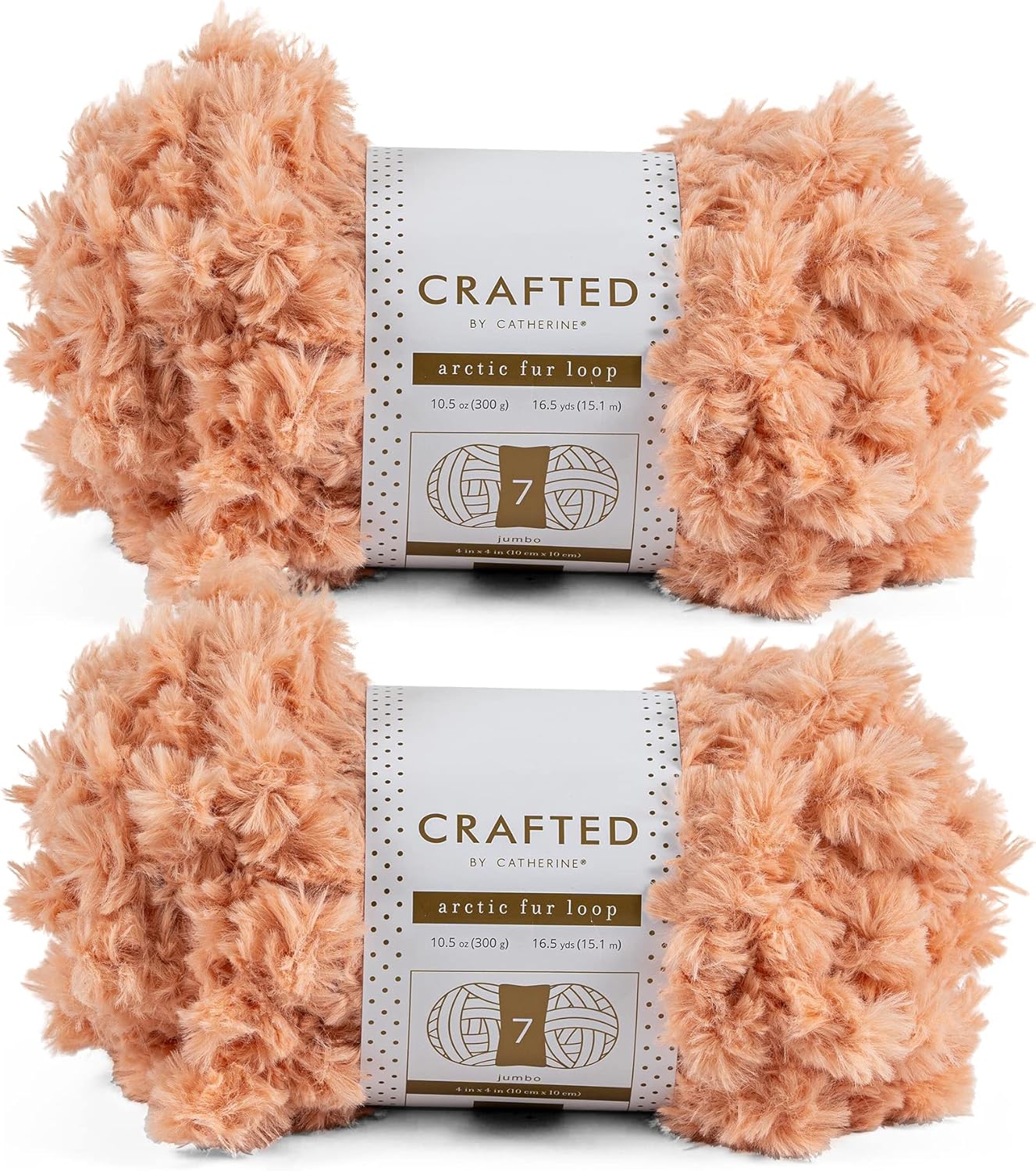 Crafted By Catherine Faux Arctic Fur Loop Yarn - 2 Pack (16 Yards Each Skein), Pink, Gauge 7 Jumbo
