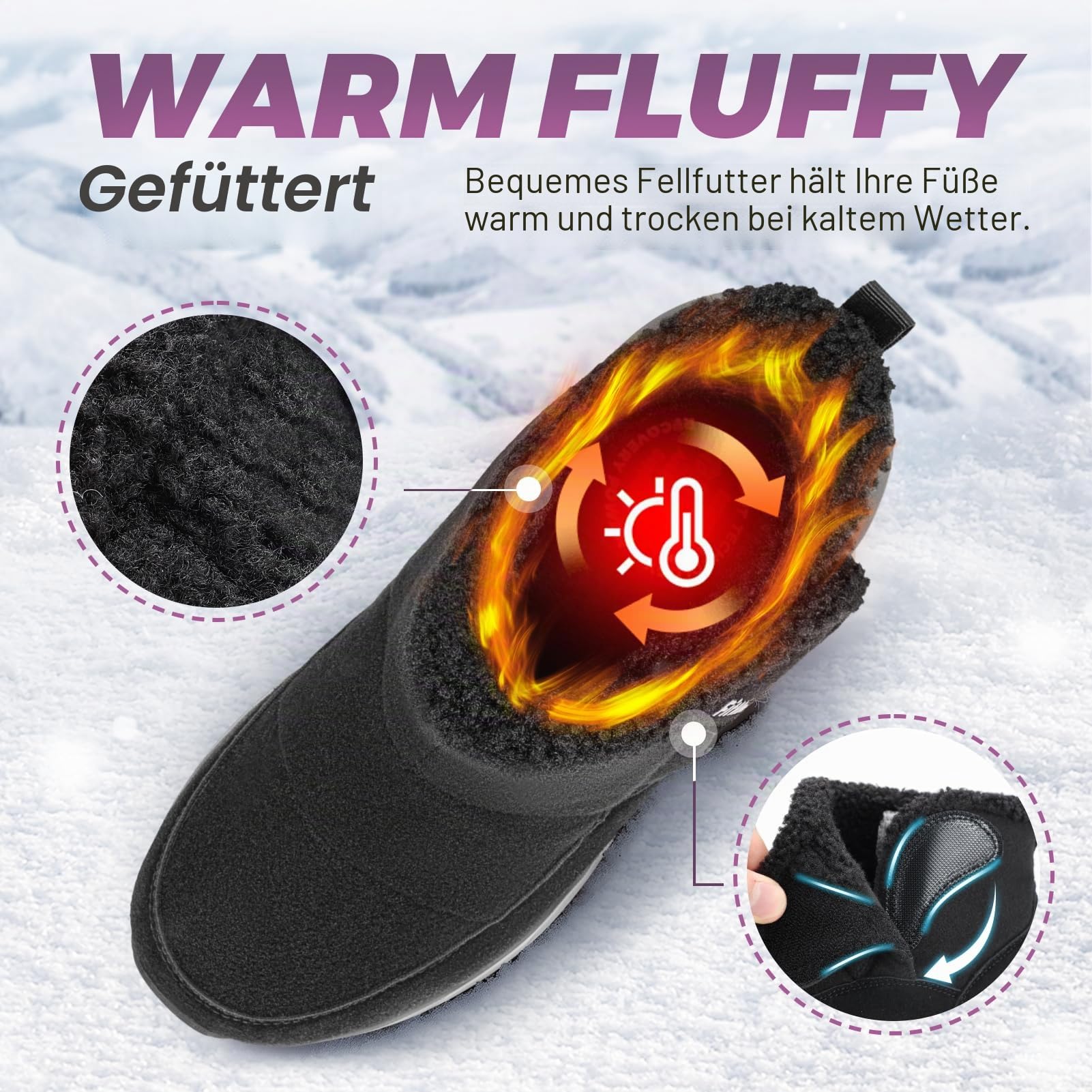 FitVille Winterstiefel Damen Extra Weit Winterschuhe mit Klettverschluss Rutschfeste Stiefel Bequeme Schneestiefel Warme Outdoor Boots Gr.35.5-42.5