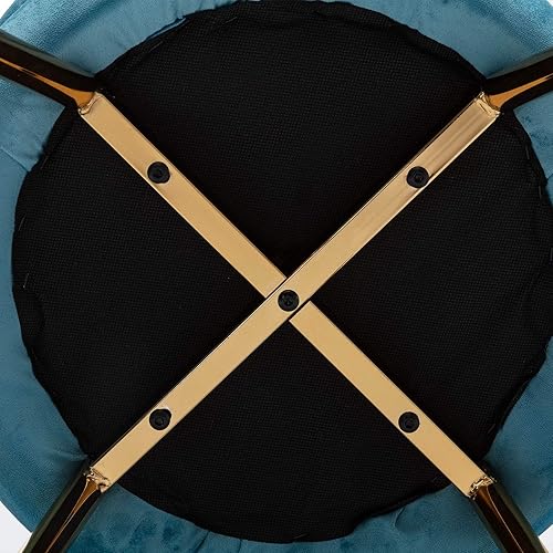 Miniatura 7 de Wahson Silla tapizada de terciopelo para sala de estar, silla de tocador de barril con respaldo de conchas y patas doradas, silla de comedor retro