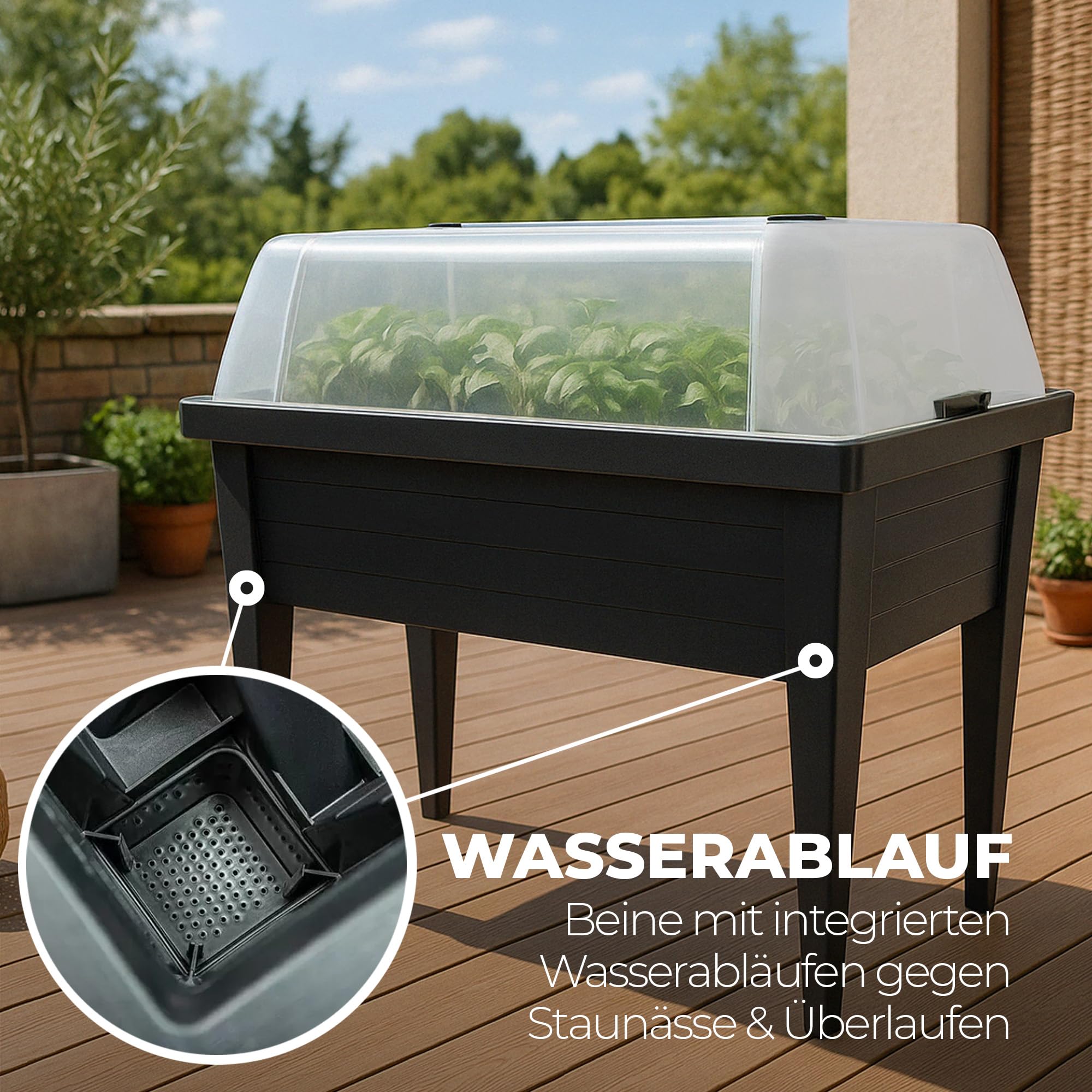 Bestlivings Maxi Hochbeet mit Haube 100x50x107cm, Frühbeet für Balkon und Garten mit Einstellbarer Belüftung, aus UV-beständig und wetterresistent