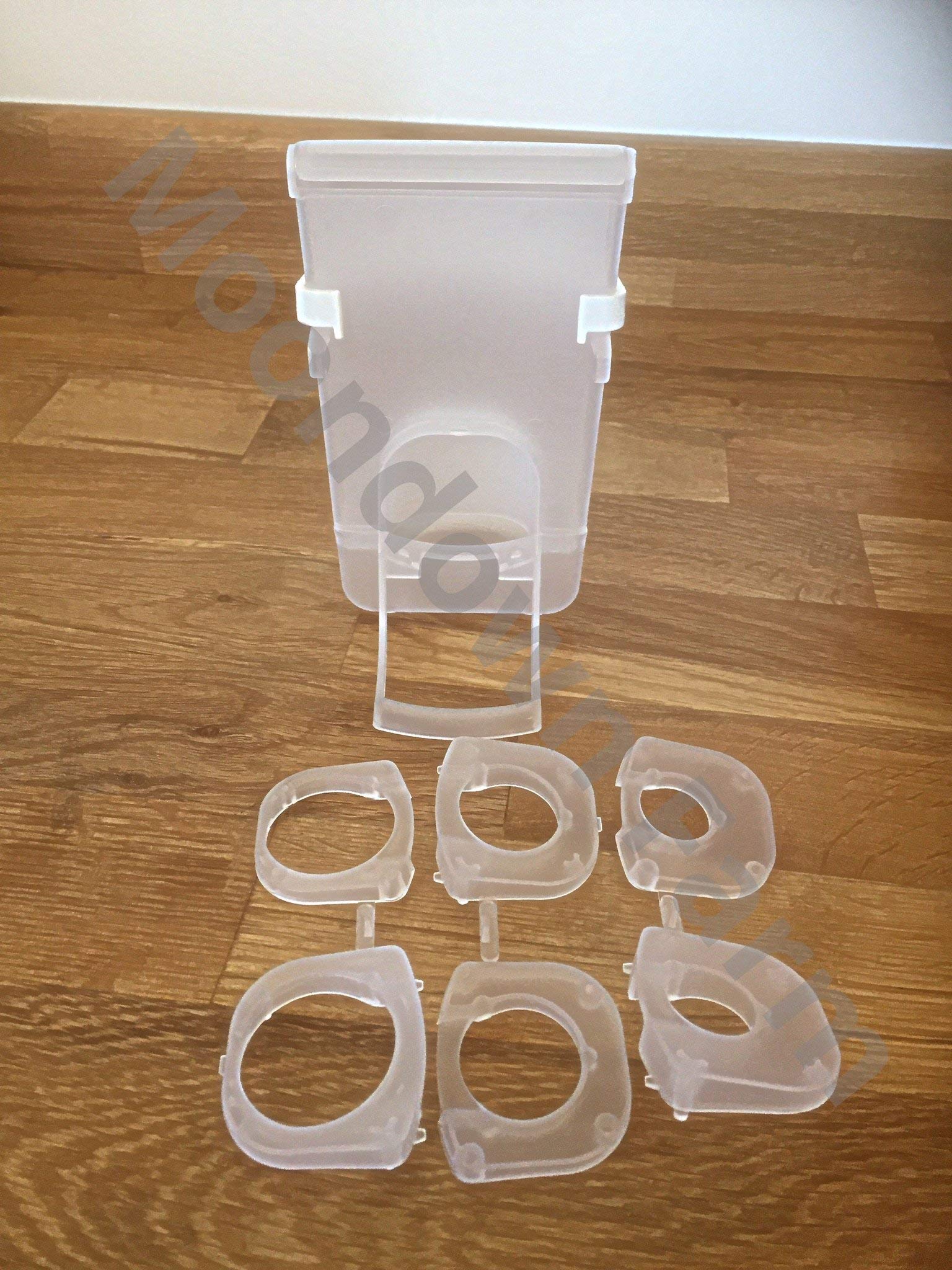 Moondown Farm Seed Hopper for Canary, Finch Bird Cage Internal/External in Options (0.5kg Hopper with Reducers SINGLE)