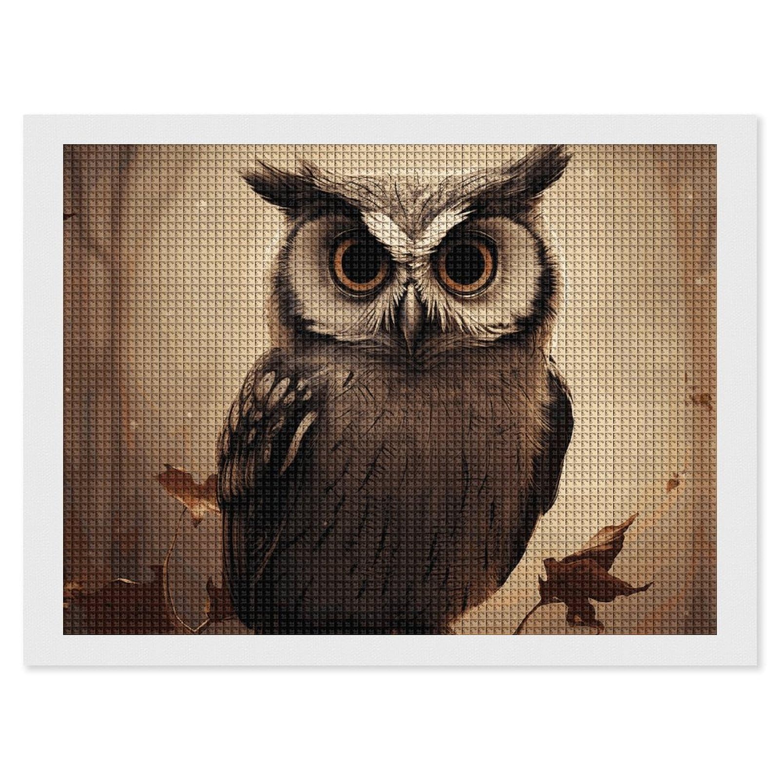 Cute Owl Diamond Art Kits for Adults, DIY 5D Diamonds Painting Kits for Beginner, Round Full Drill Diamond Dots Painting, 12"x16" Diamonds Pictures Gem Art and Crafts Wall Decor
