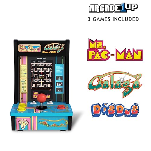 Miniatura 2 de Arcade1Up Class of '81 Ms. PAC-ManGalaga Countercade - 3 juegos clásicos, consola de juegos retro para el hogar, consola portátil con pantalla de 7