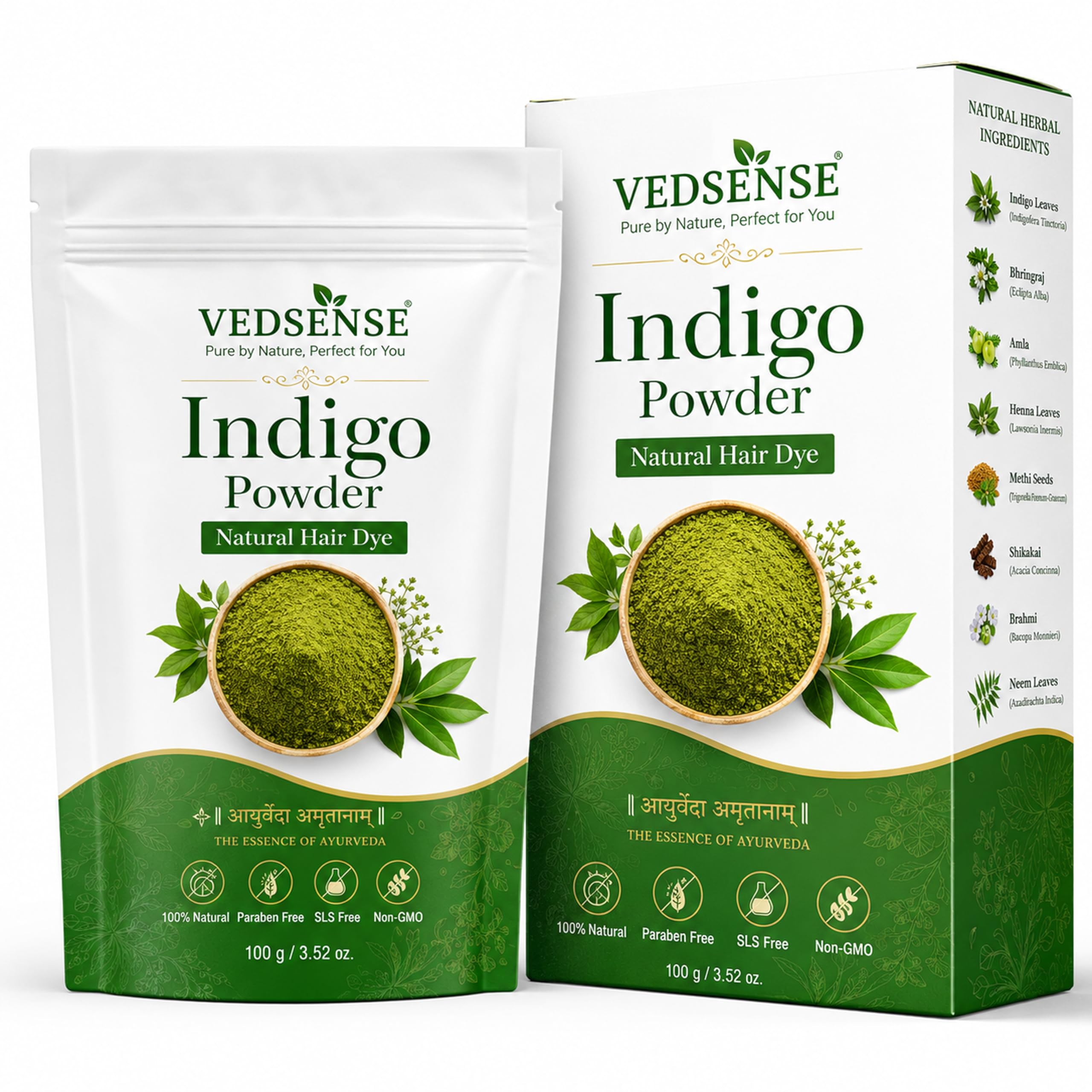 Ayurveda Indigo Powder Organic For Hair Black – Natural Herbal Hair Dye | Grey Coverage | Natural Ahir Color Without Chemical Chemical-Free Hair Color (Heena 100g)-picture-17