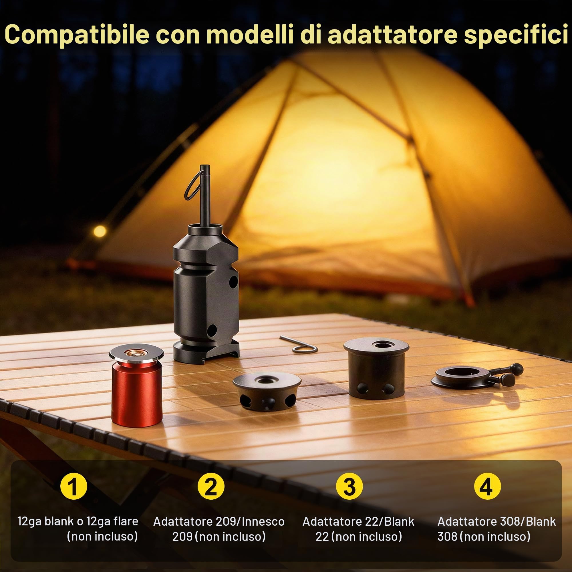 Confezione da 4 allarmi perimetrali da 12 gauge, dispositivo di allarme per campeggio, con 8 viti e catena di estensione, sistema di allarme rapido per campeggio e sicurezza esterna/deterrente per