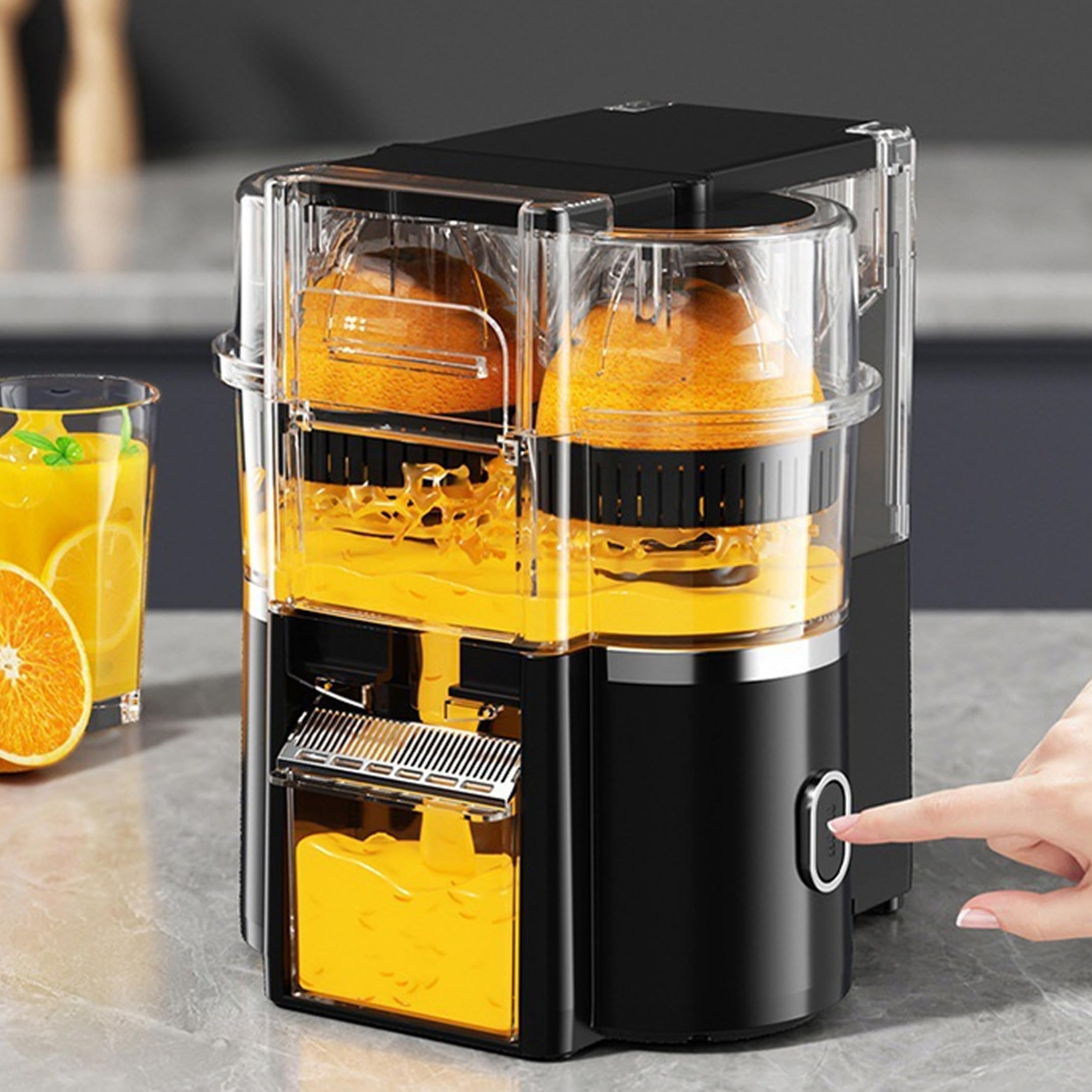 Machine à jus, mini presse-agrumes rechargeable à double puissance, presse froid,