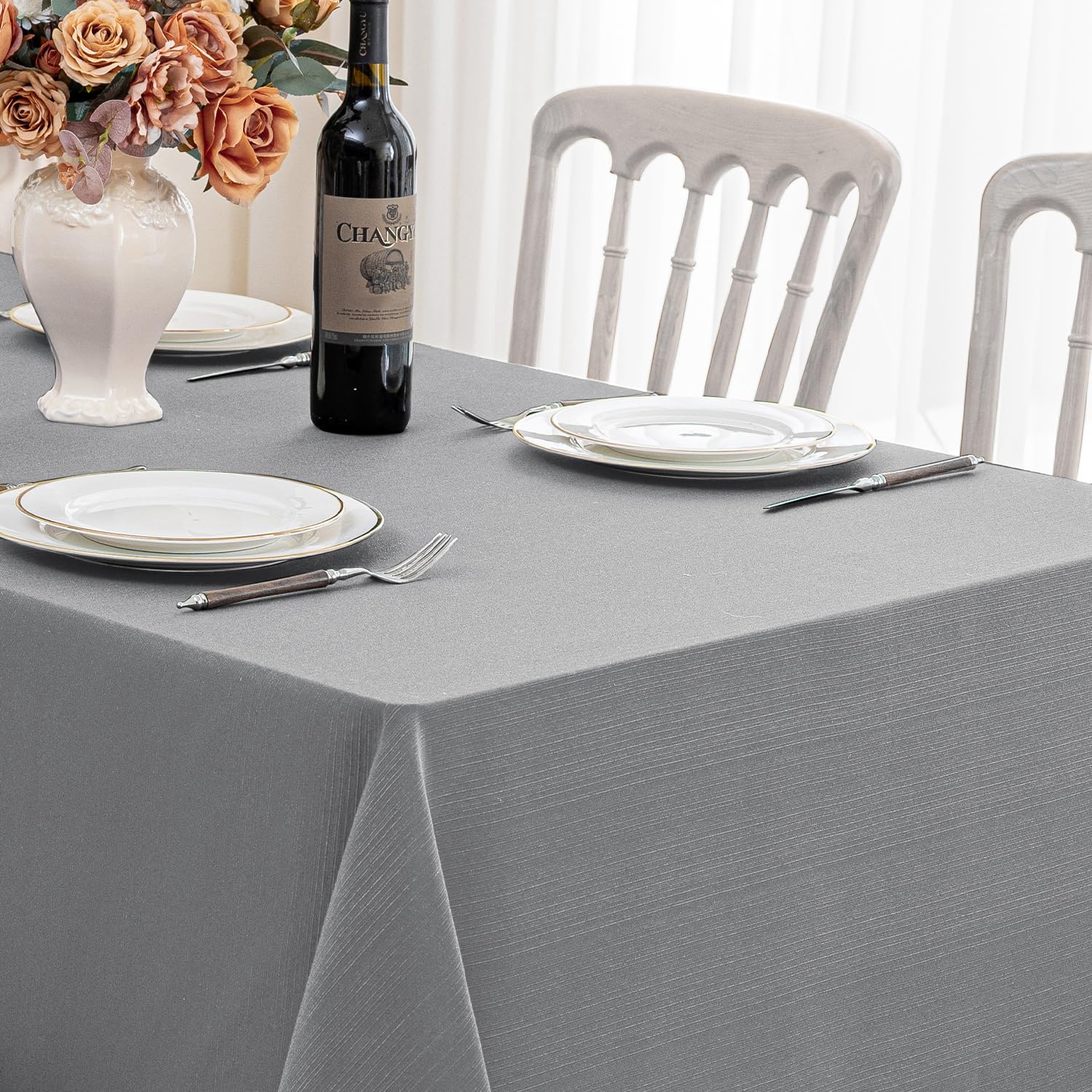 Softalker Mantel Gris Mesa Rectangular 100x140 cm Antimanchas Textura Lino Manteles Cumpleaños Mantel Exterior Impermeable Jardin Tablecloth Tovaglia para Comedor Cocina Fiesta Nochevieja Navidad